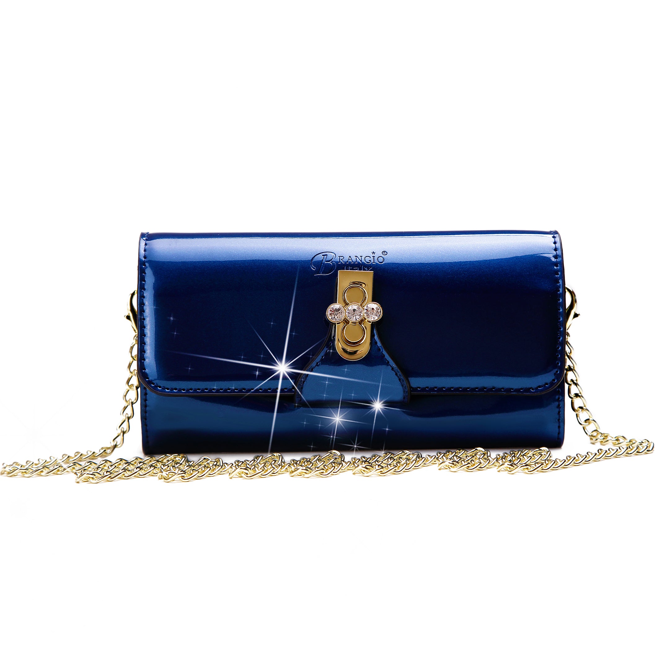 Tri-Star Evening Bridal Clutch Crossbody Bag with Chain Strap - Brangio Italy Co.