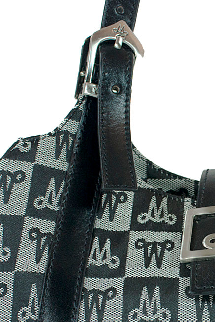 Misty Monogram Genuine Leather Checkered Handbag