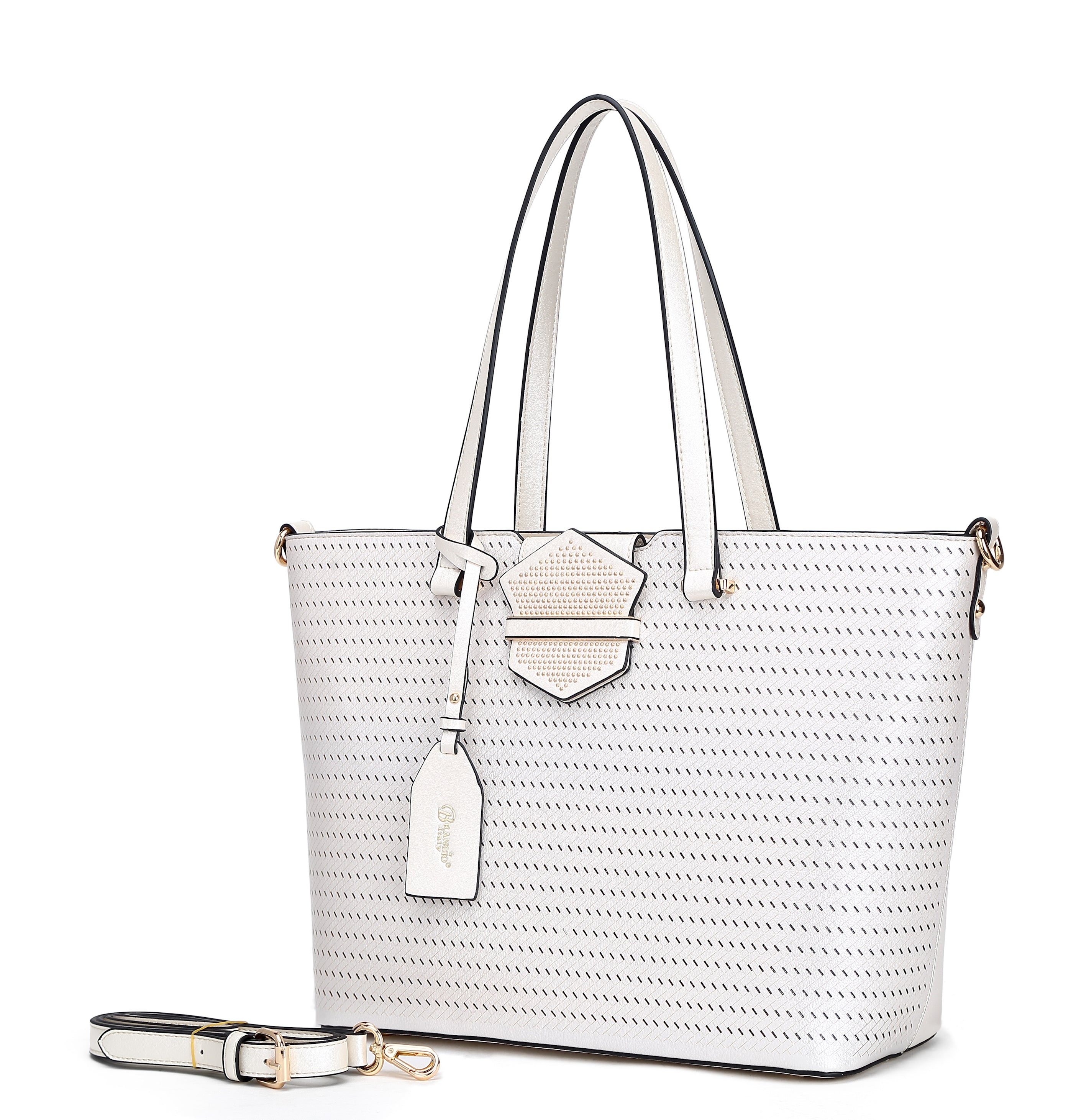 Brangio Stylish Perforated Tote Bag+Wallet 2pcs/matching set