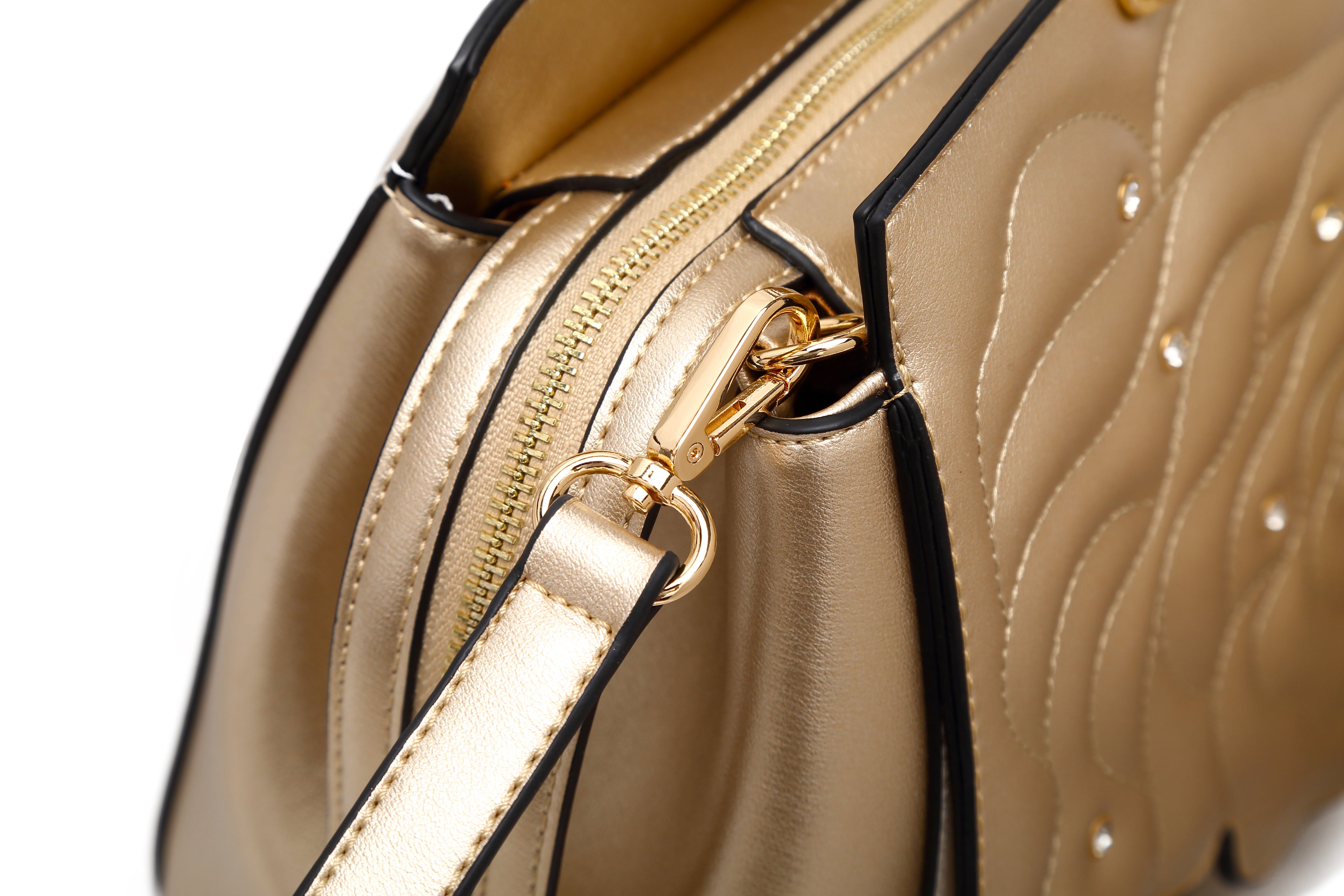 Rosette 3D Crystal Metallic Satchel - Brangio Italy Collections