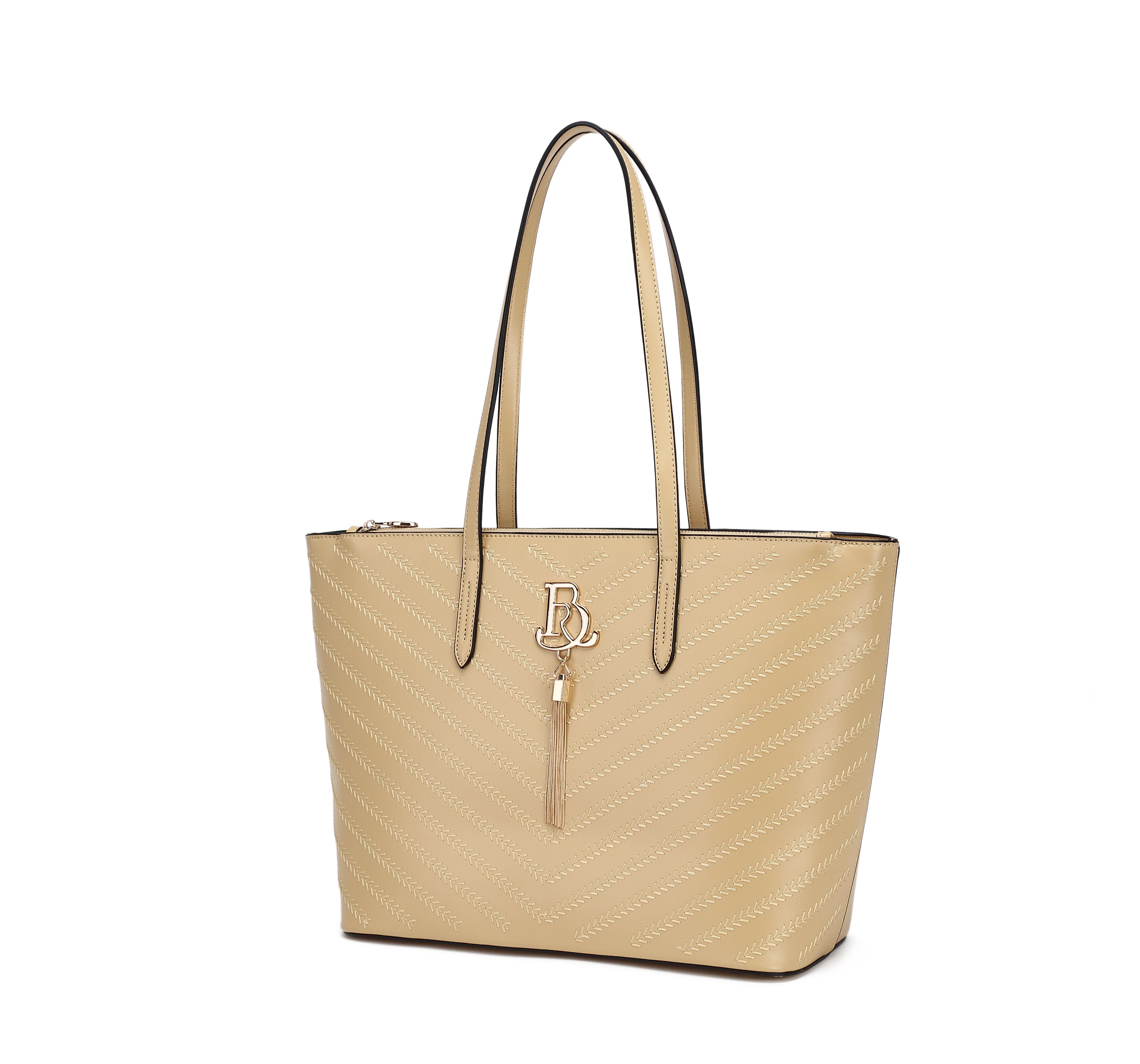Brangio Italy Elegant Chevron Embossed Tote Bag
