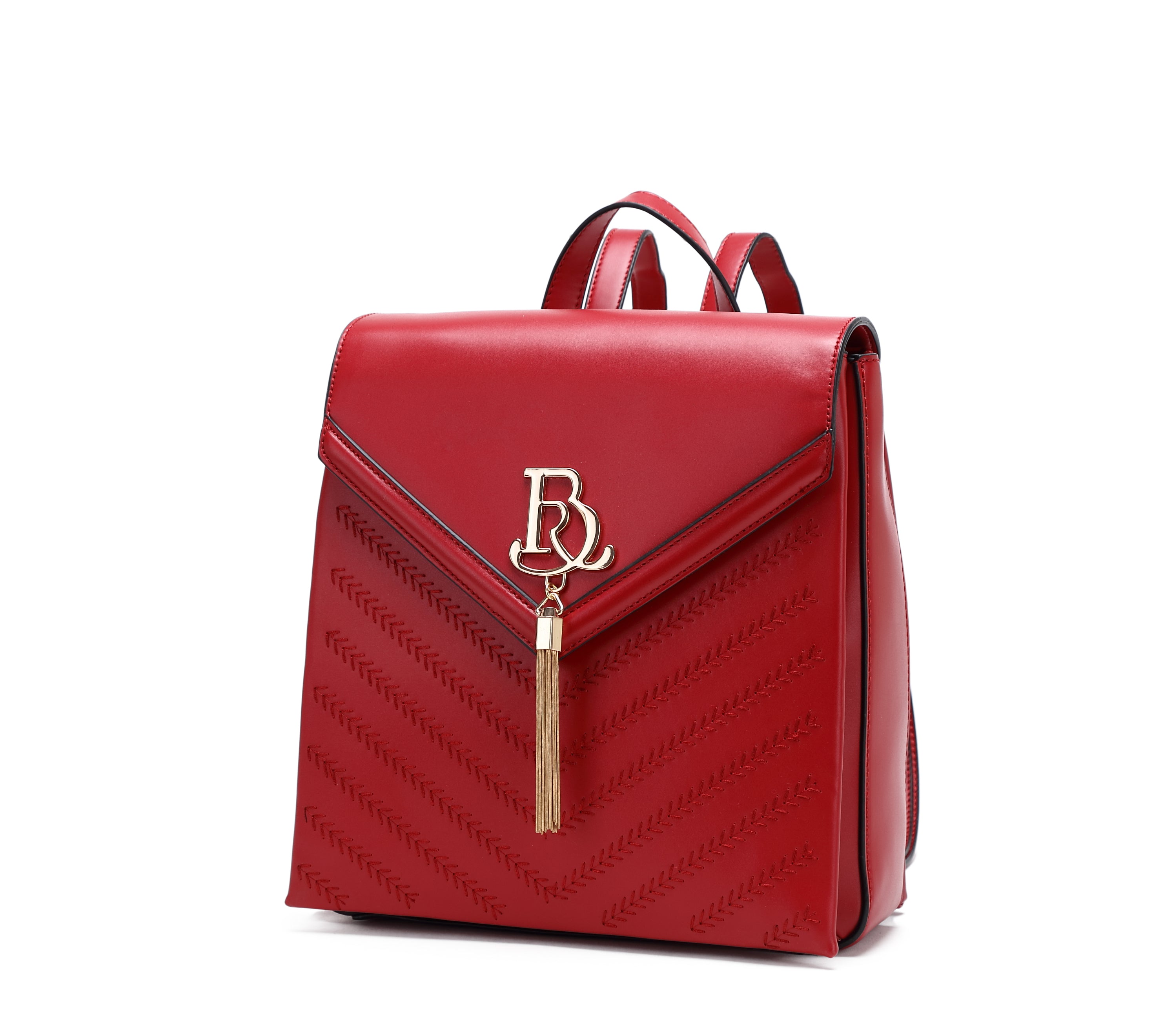 Brangio Italy Elegant Chevron Vegan Leather Backpack