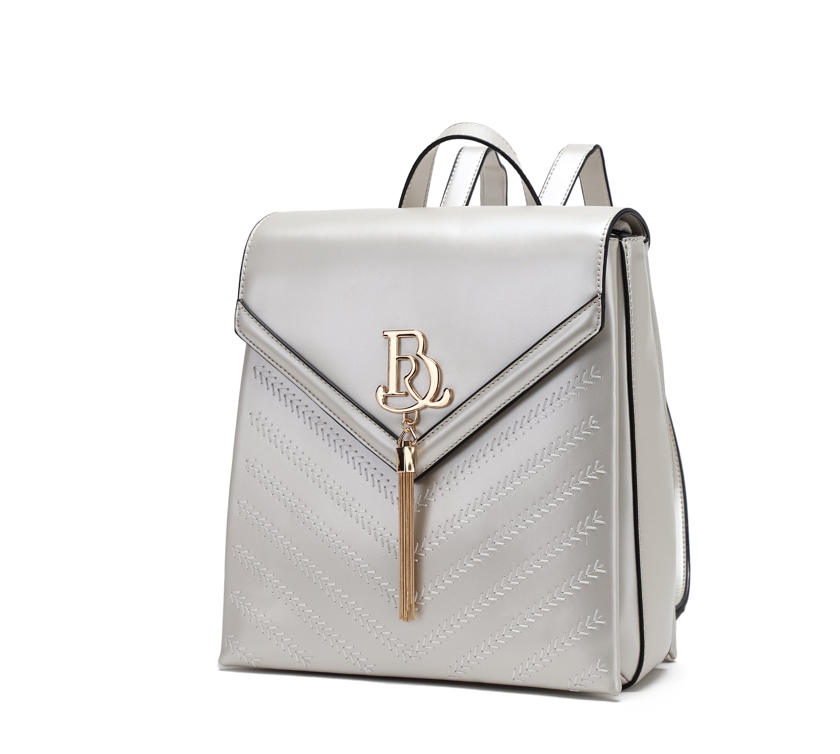 Brangio Italy Elegant Chevron Vegan Leather Backpack