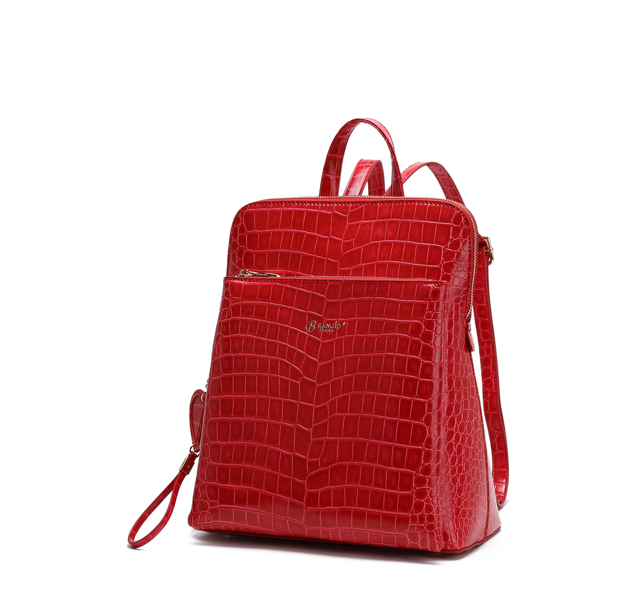 Brangio Croc-Embossed Convertible Backpack