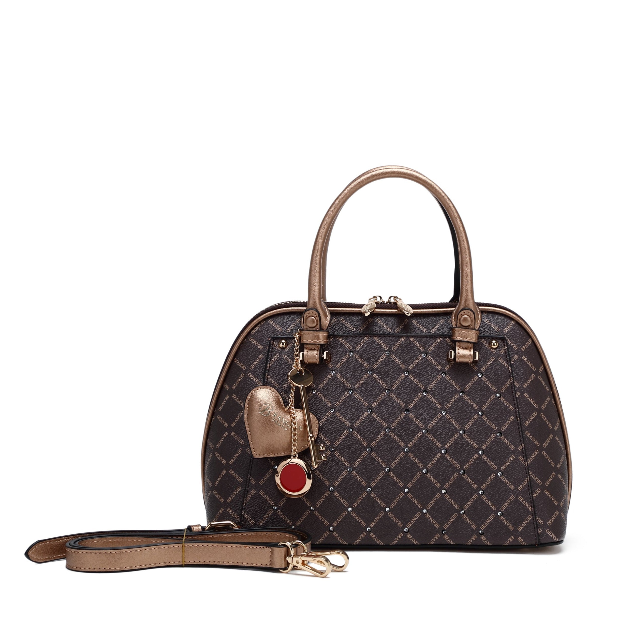 Ruby Heartbeat Crystal Stud Top Handle Satchel