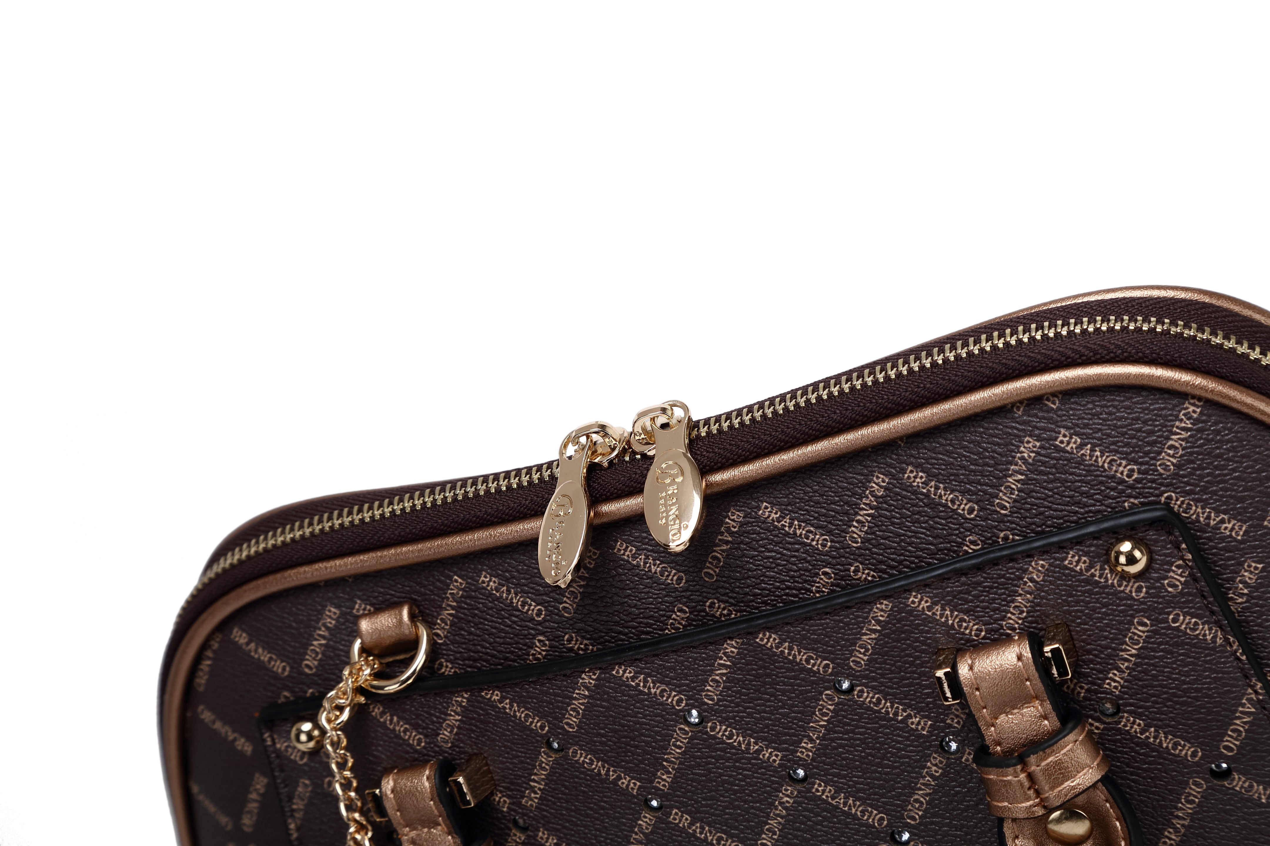 Brangio Italy Diamond Elegance Crystal Stud Top Handle Satchel