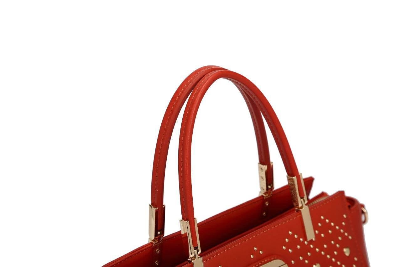 Brangio Studded Elegance Luxe Heart Handbag