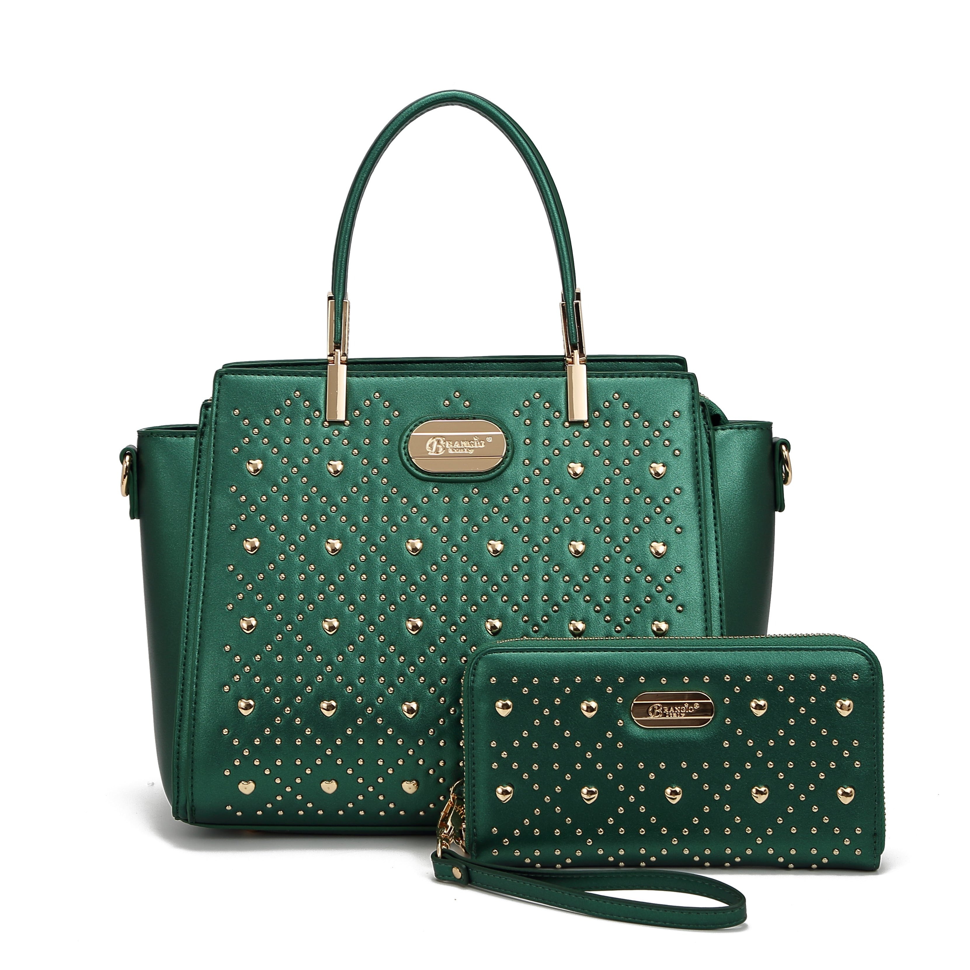 Brangio Studded Elegance Luxe Heart Handbag