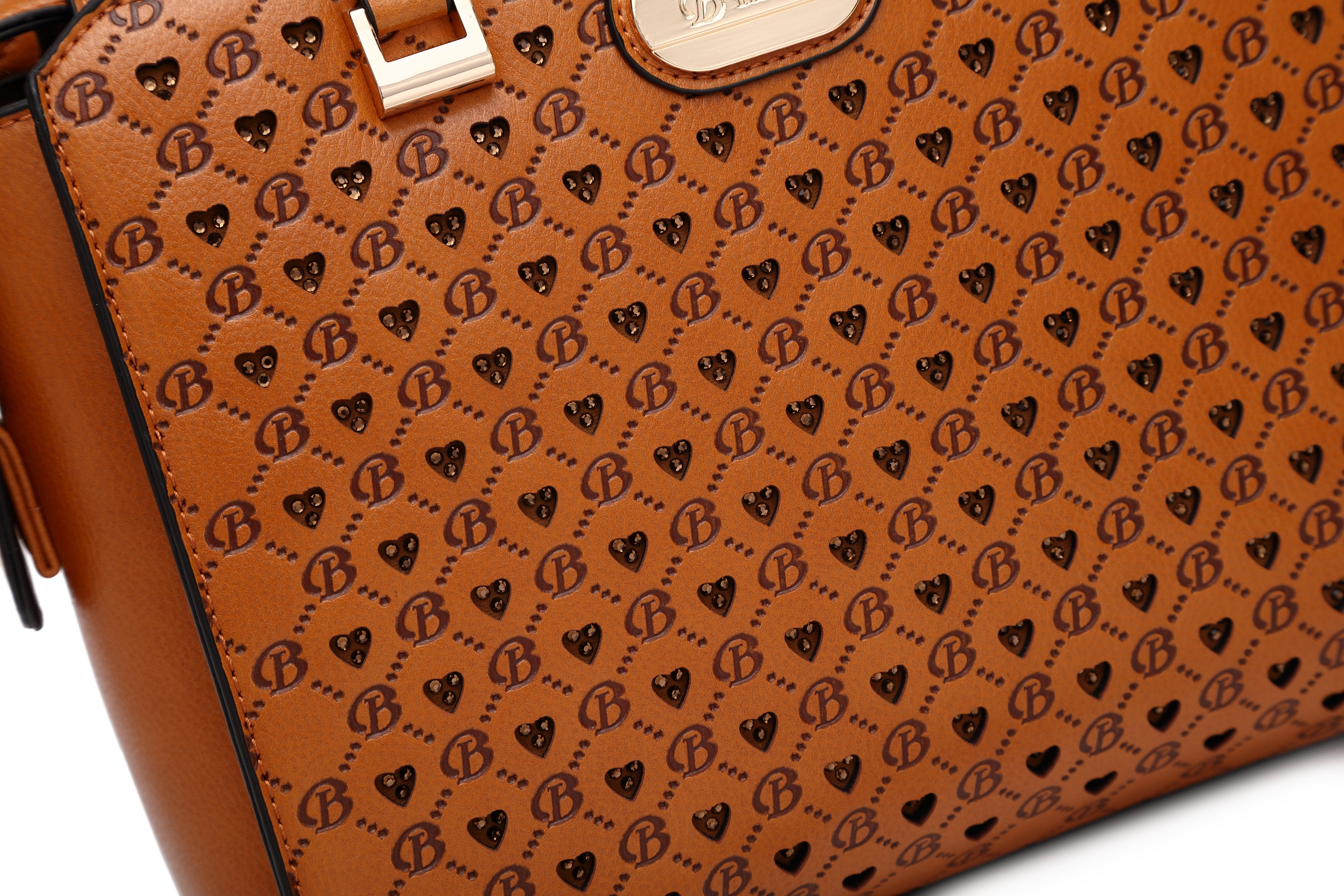Brangio Italy Monogram Designer Signature Satchel Bag + Wallet Set