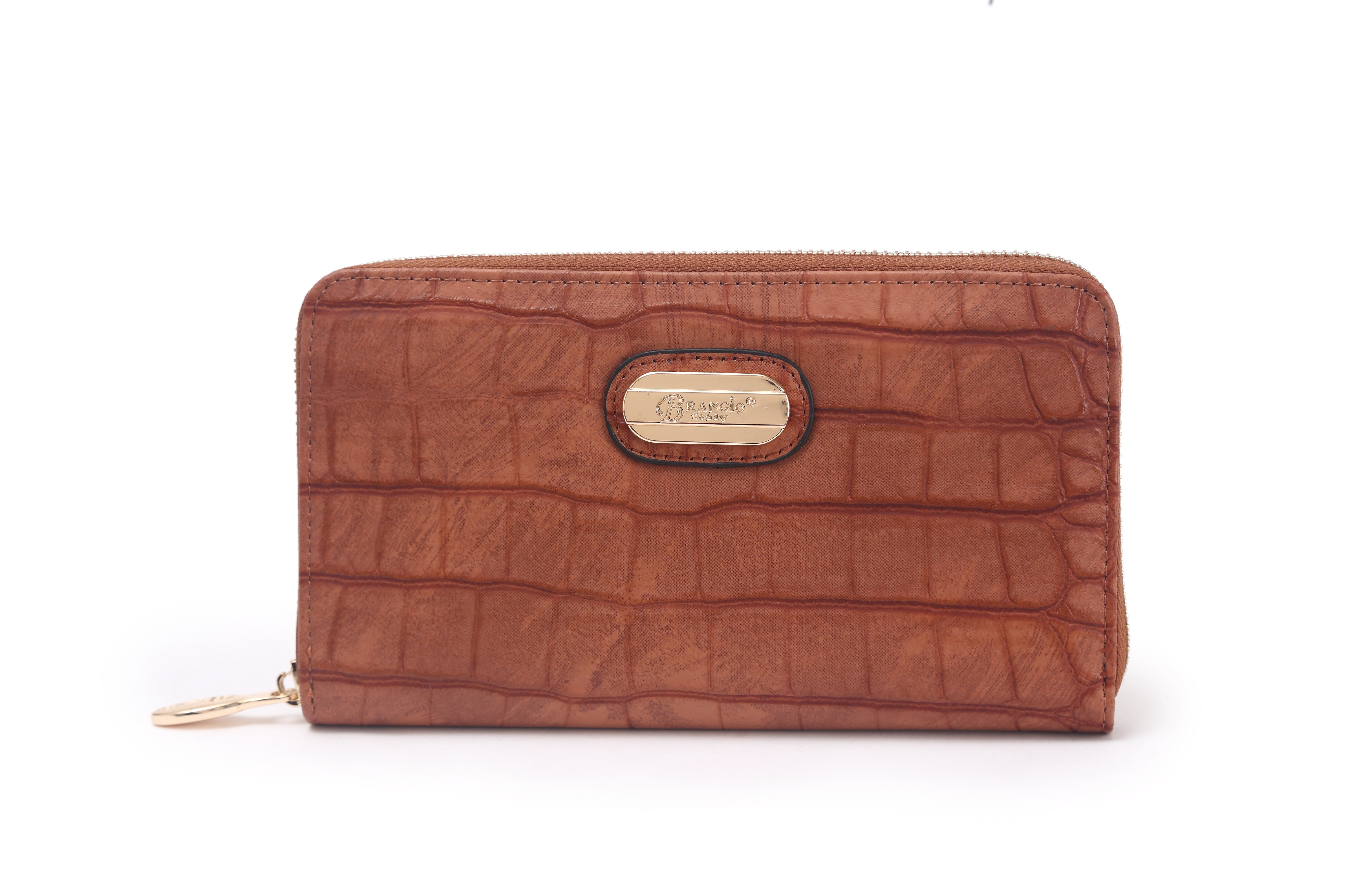 Brangio Italy Elegant Croc-Embossed Zippered Around Wallet