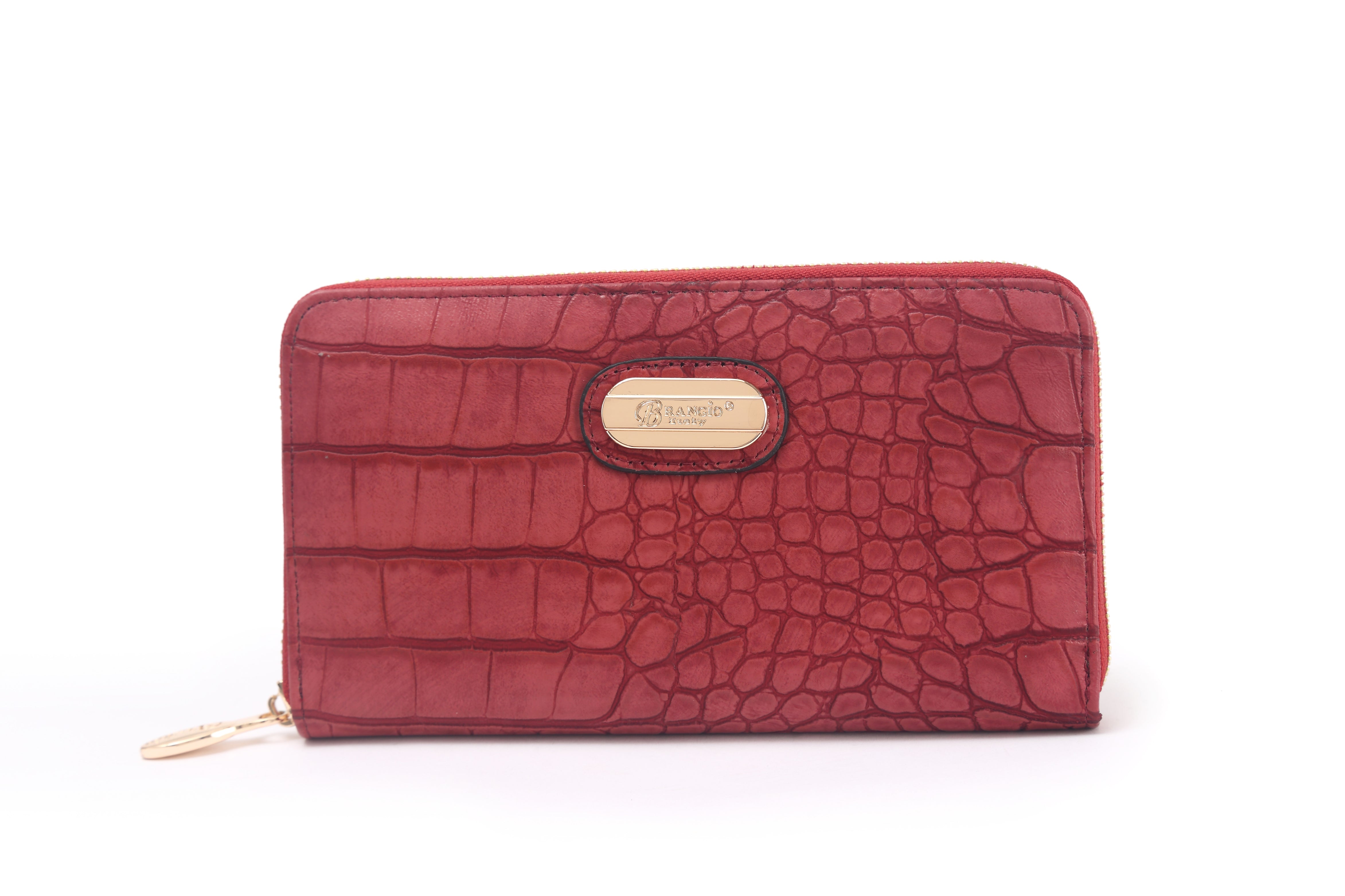 Brangio Italy Elegant Croc-Embossed Zippered Around Wallet