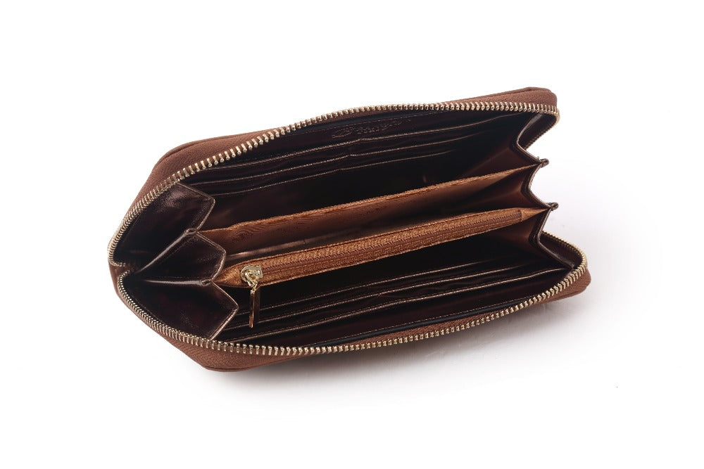 Brangio Italy Elegant Croc-Embossed Zippered Around Wallet