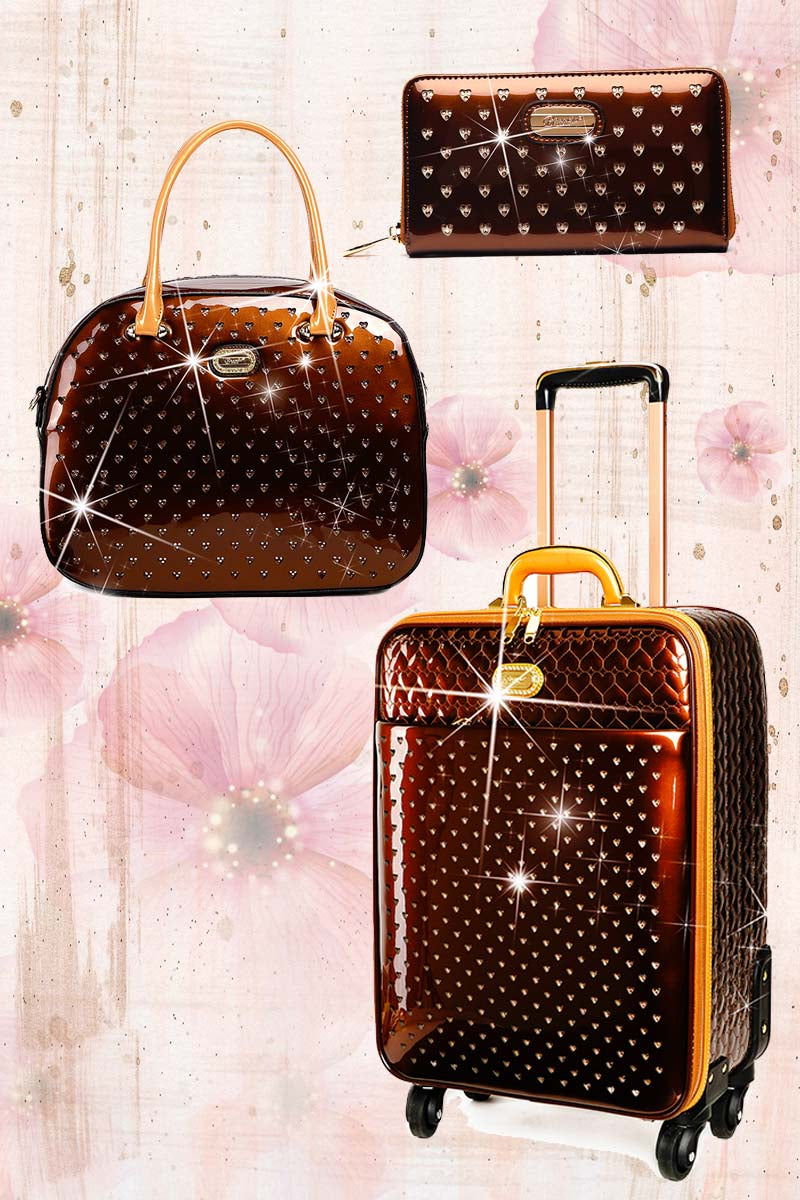Starz Art Retro 3PC Set | Luxury Women Overnight Bag Set with Spinning Wheels - Brangio Italy Co.