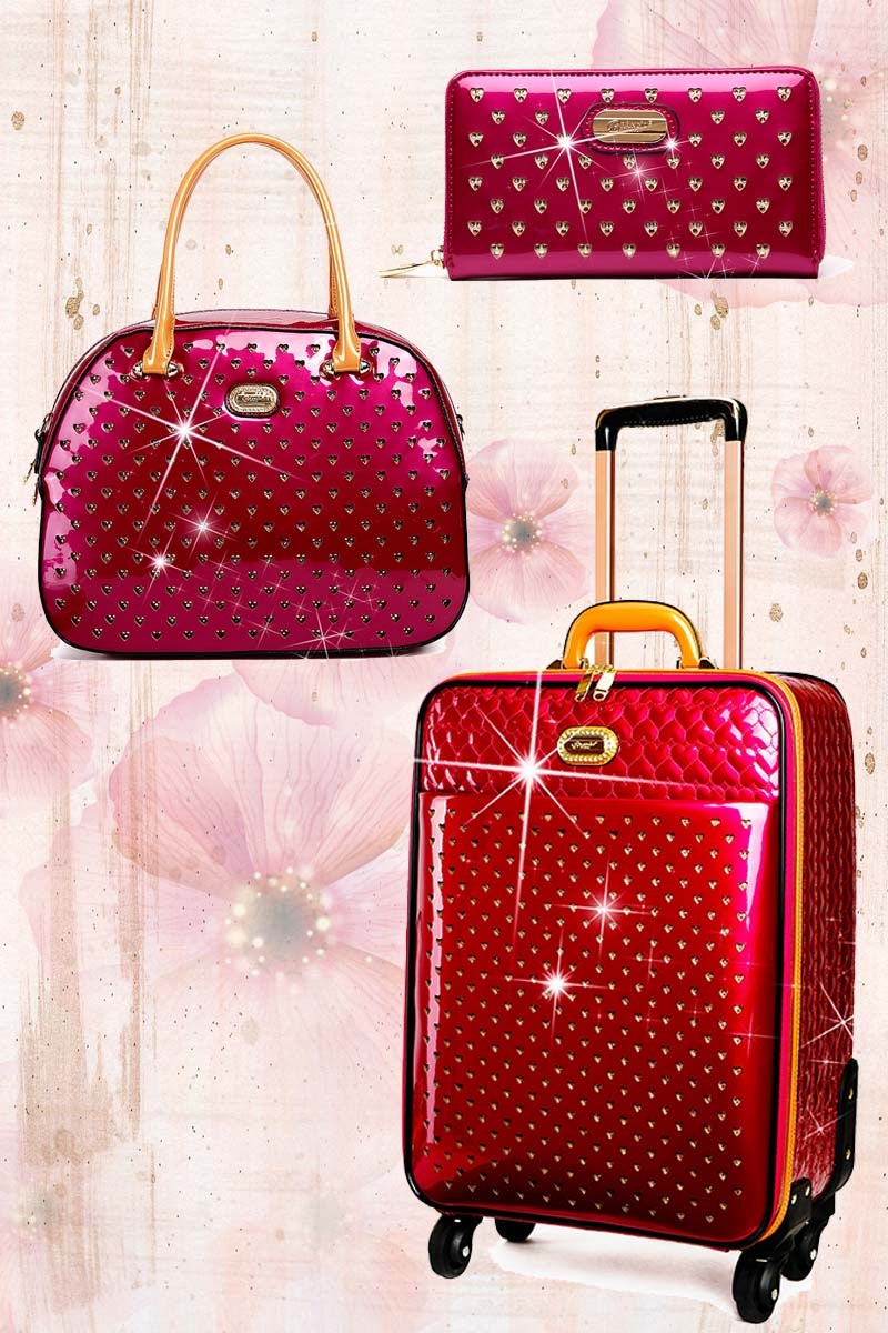 Starz Art Retro 3PC Set | Luxury Women Overnight Bag Set with Spinning Wheels - Brangio Italy Co.