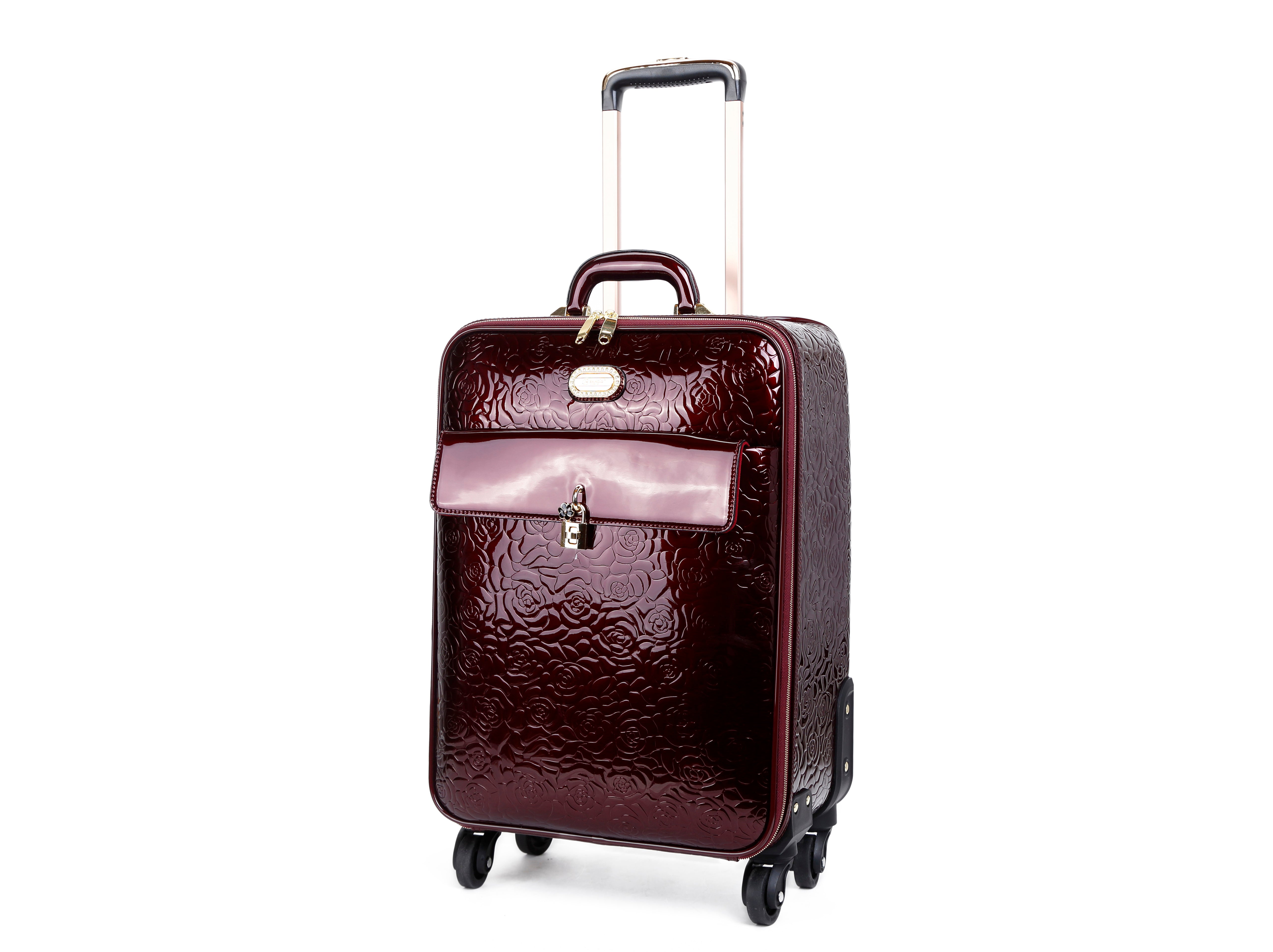 Brangio Italy Elegant Luxury Floral Embossed Designer Wheeled Carry-On Luggage
