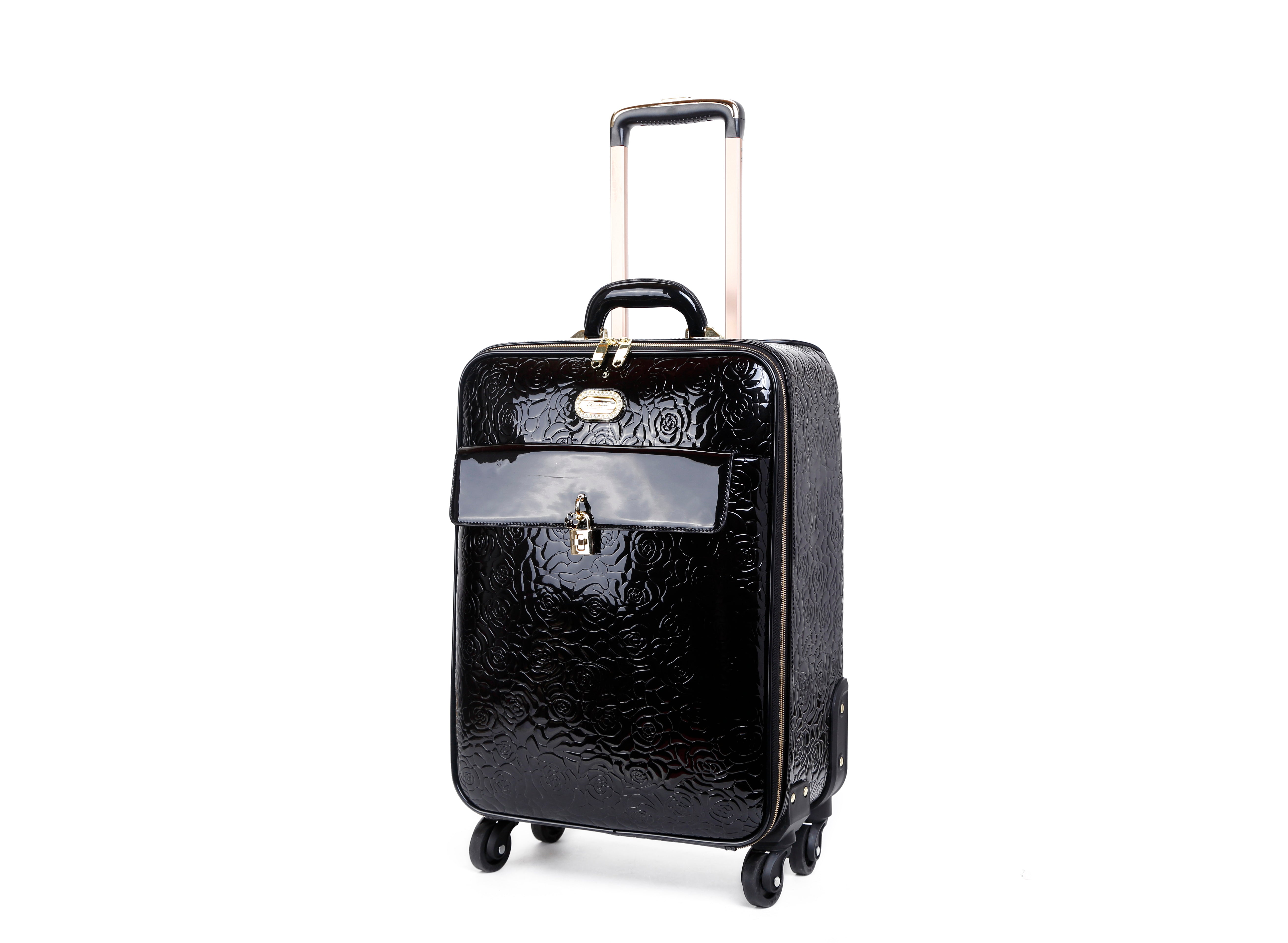 Brangio Italy Elegant Luxury Floral Embossed Designer Wheeled Carry-On Luggage