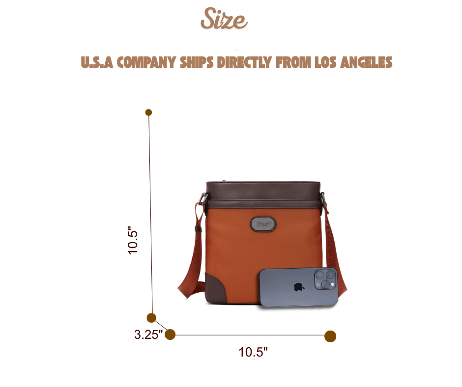 Brangio Italy Lightweight Crossbody Messenger Bag – Water-Resistant Everyday Travel Shoulder Bag
