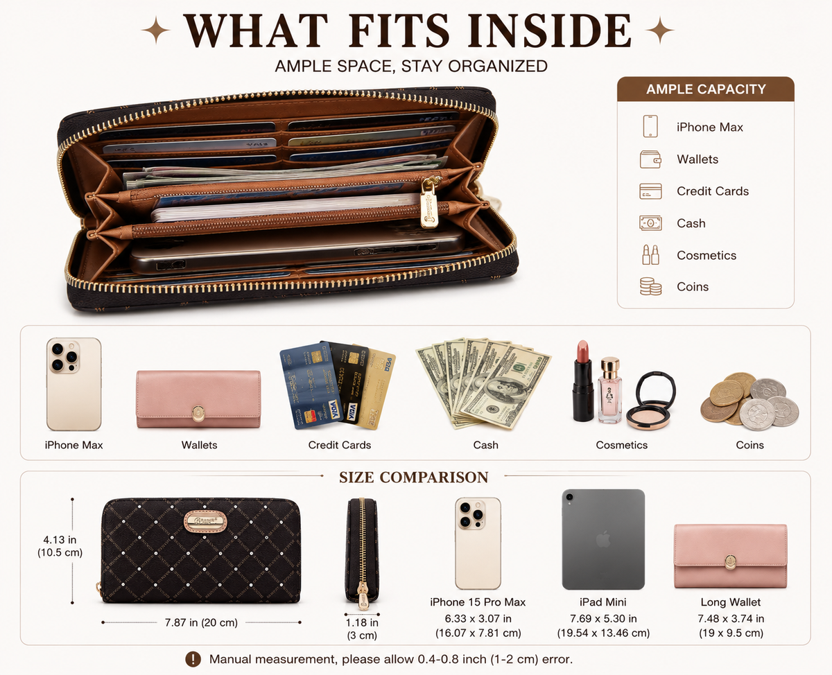 Brangio Italy Stylish Monogram Zippered Wristlet Wallet