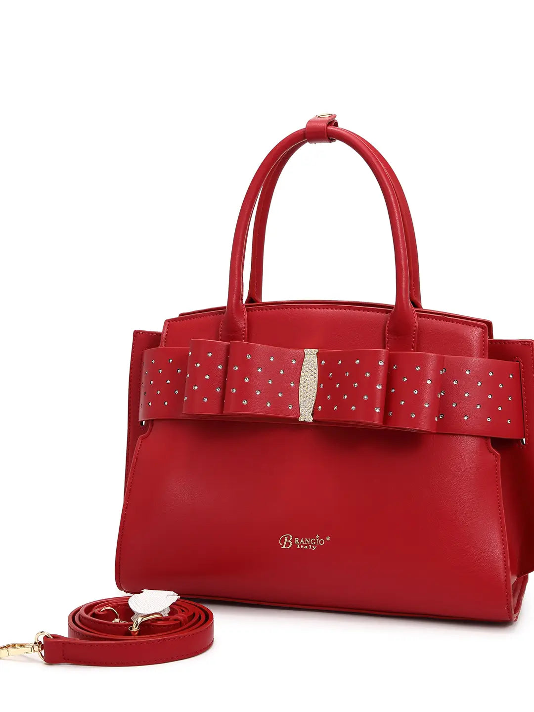 Brangio Italy Elegant Bow Ribbon Romance Handbag with Rhinestones