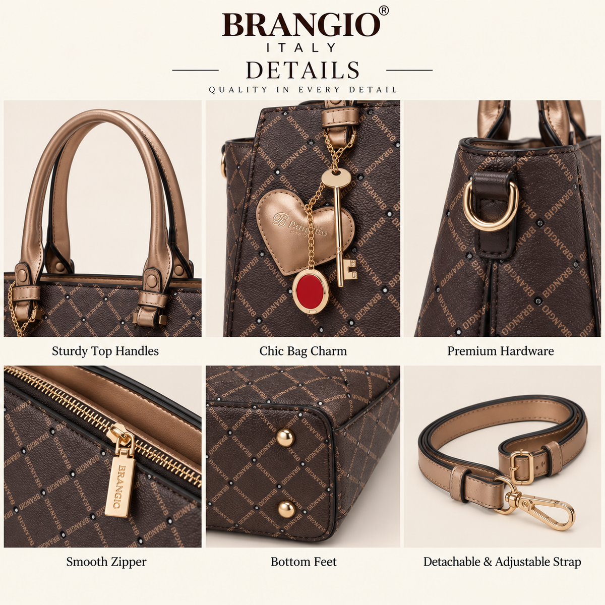 Brangio Italy Luxe Diamond Crystal Stud Tote Bag
