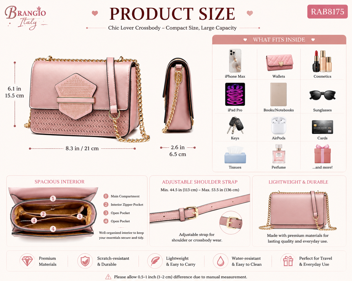 Brangio Italy Sophisticated Chain Crossbody Bag