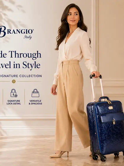 Brangio Italy Elegant Luxury Floral Embossed Designer Wheeled Carry-On Luggage