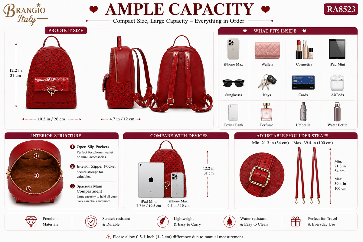 Brangio Italy Elegant Heart & Designer Backpack