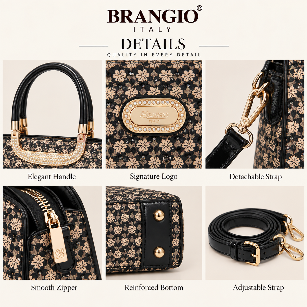 Brangio Italy Luxury Hearts Rhinestone Designer Handbag
