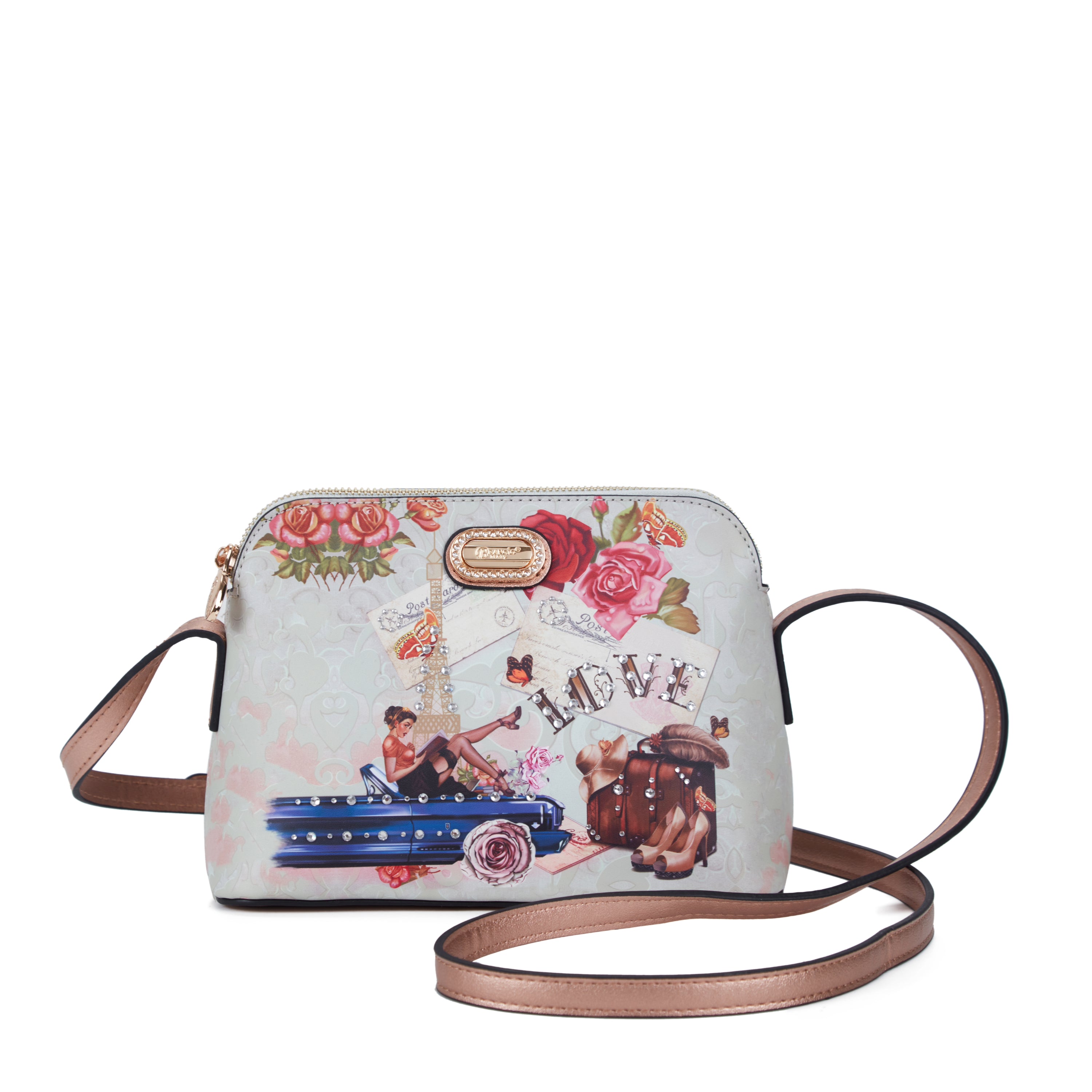 Brangio Italy Vintage Floral Love Small Designer Crossbody Bag