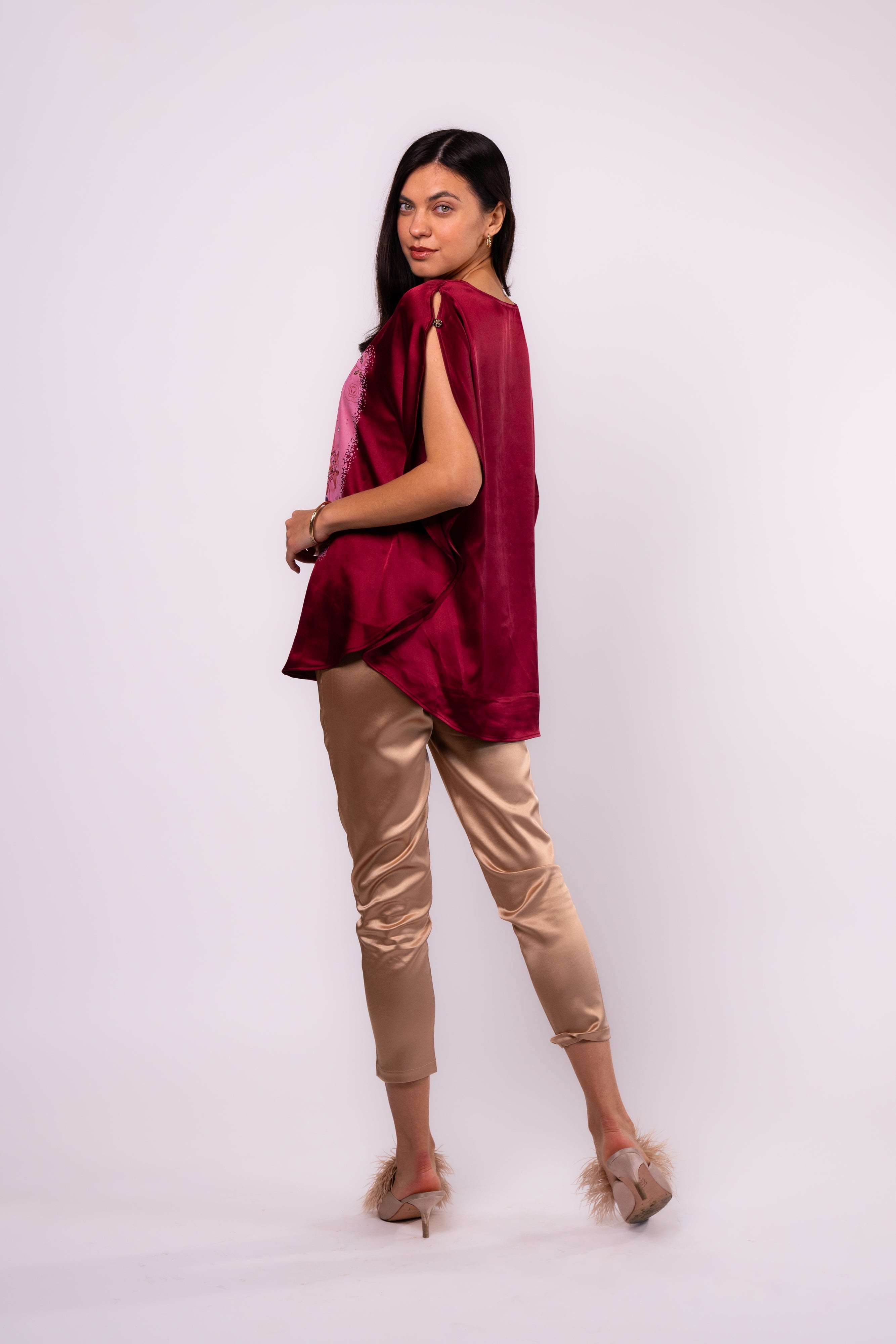 Brangio Vintage Parisian Elegance Top – Ruby Red