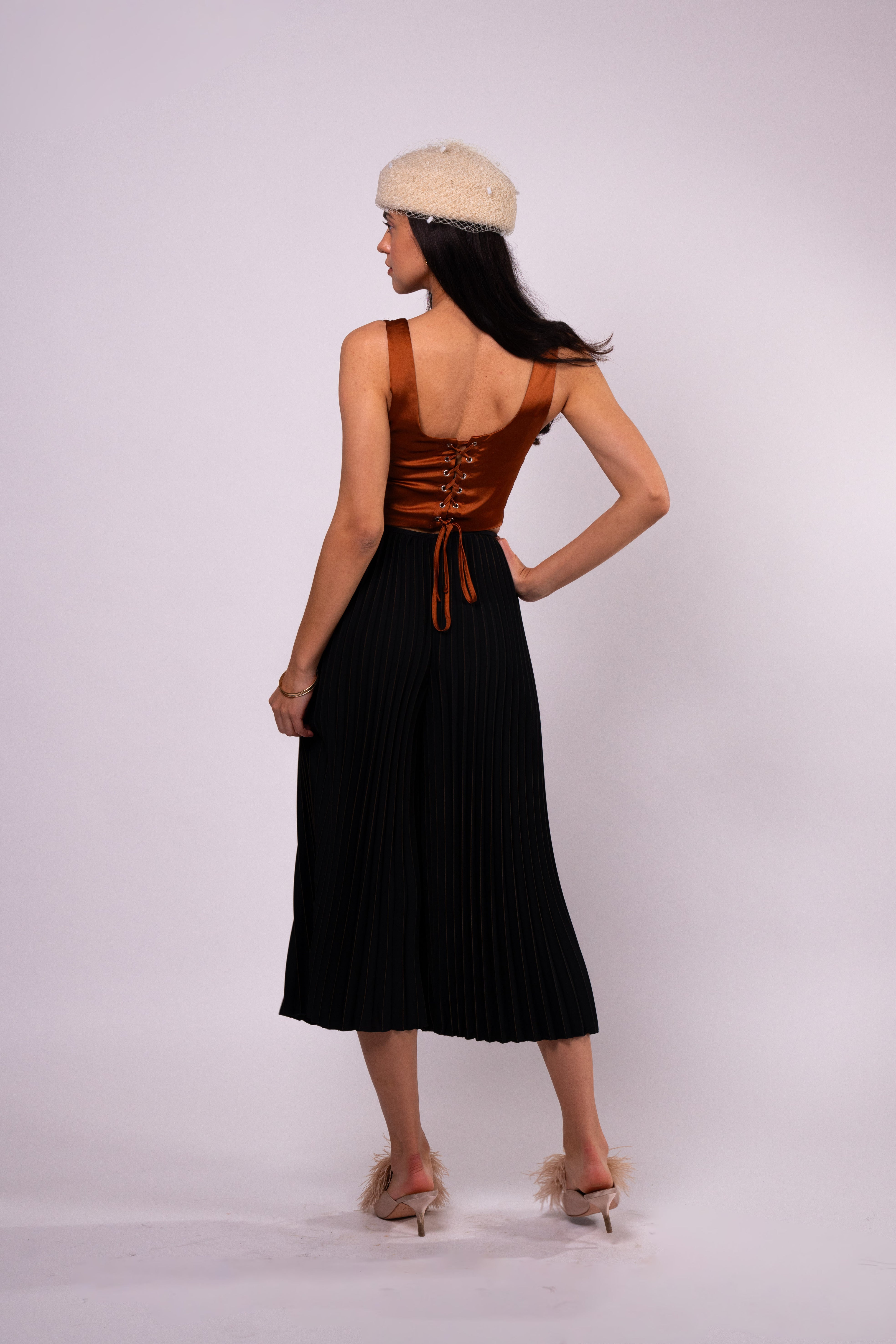 Brangio Italy  Vintage Luxe Pleated Palazzo Pants - Black