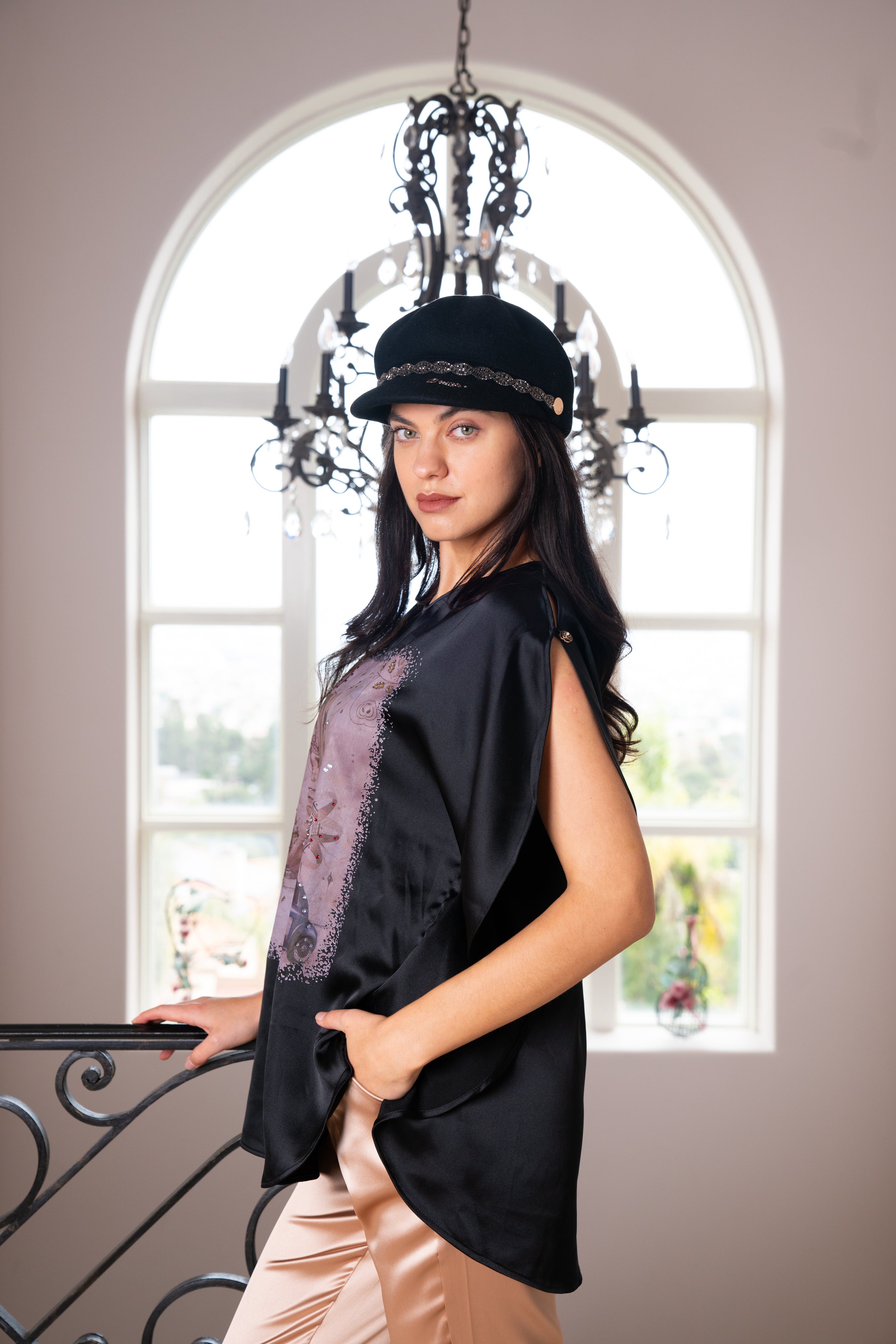 Brangio Luxe Vintage Print Top Poncho