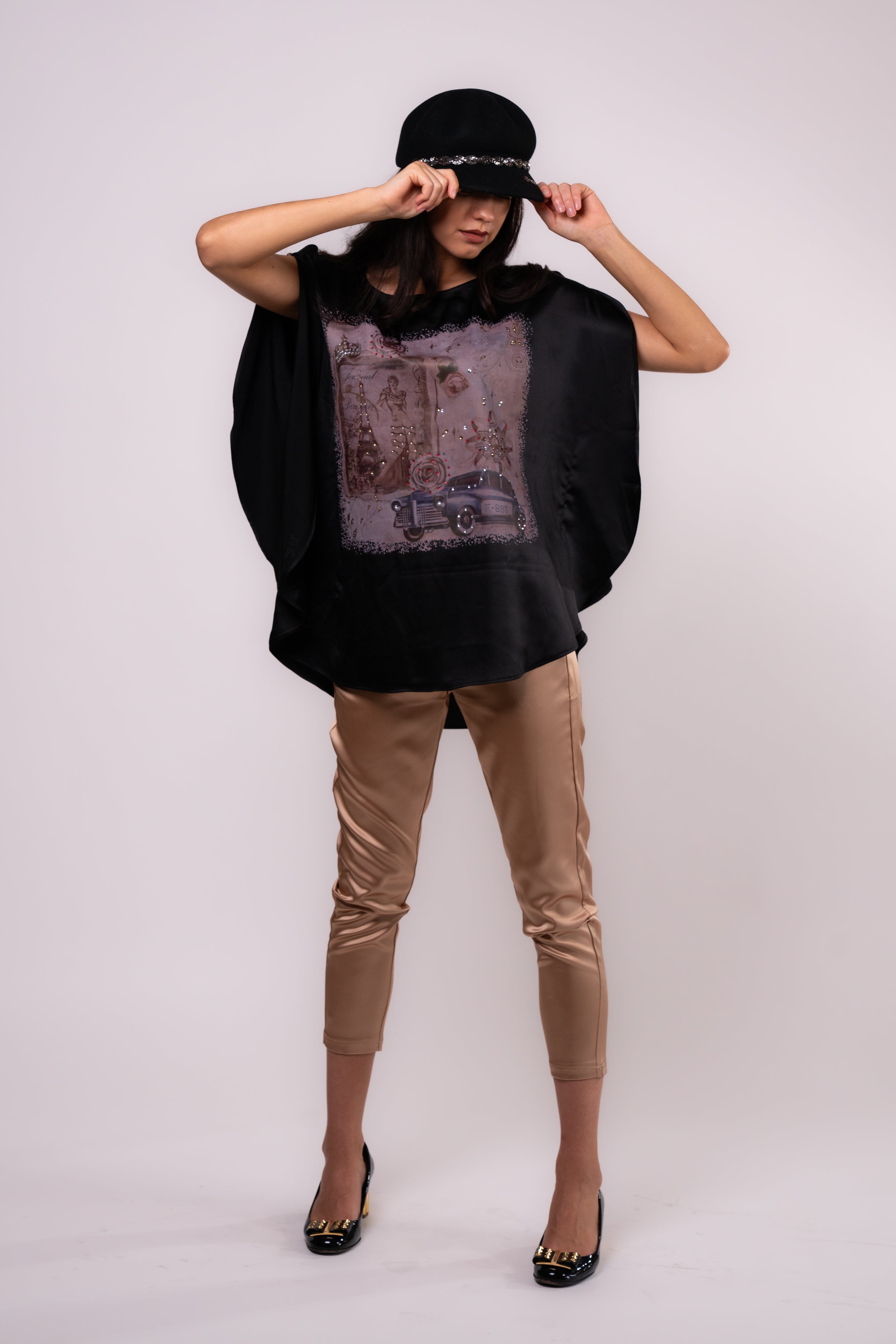 Brangio Luxe Vintage Print Top Poncho