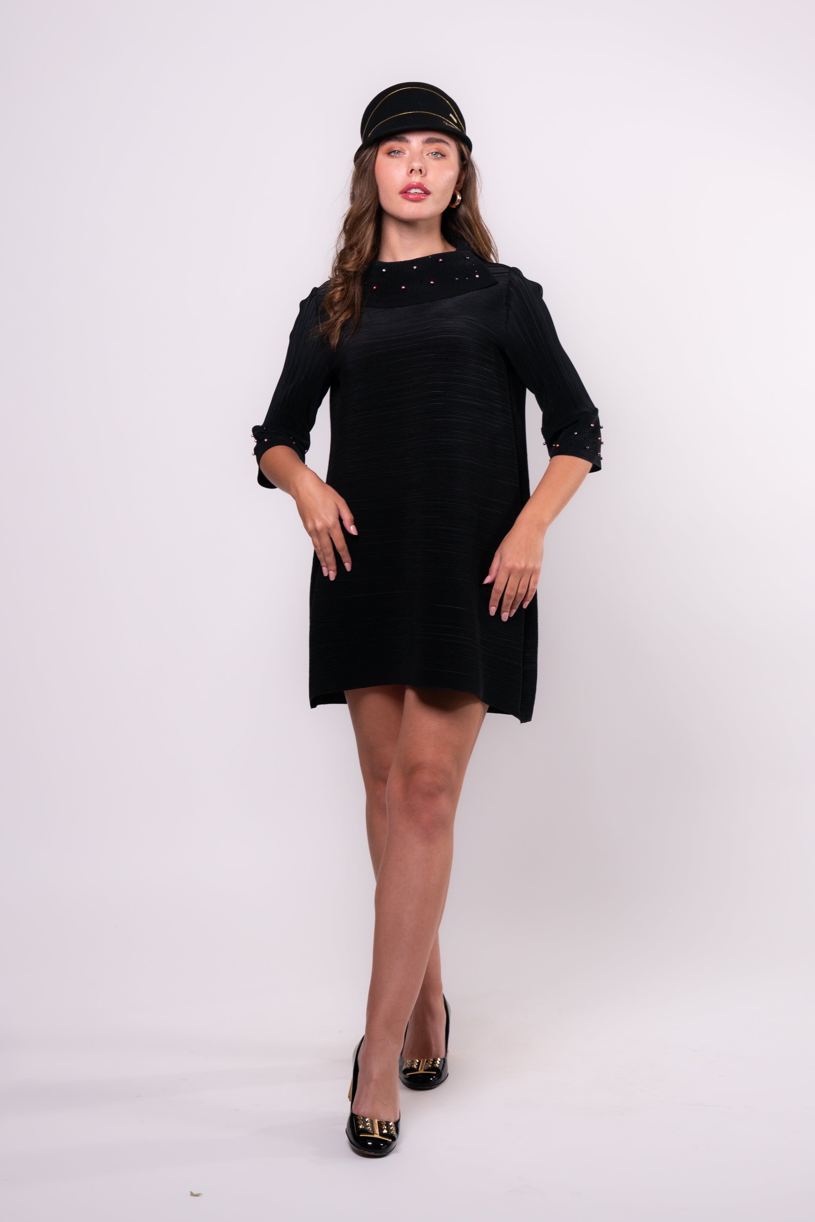 Brangio Italy Vintage Scarlet Grace A-Line Dress -Black