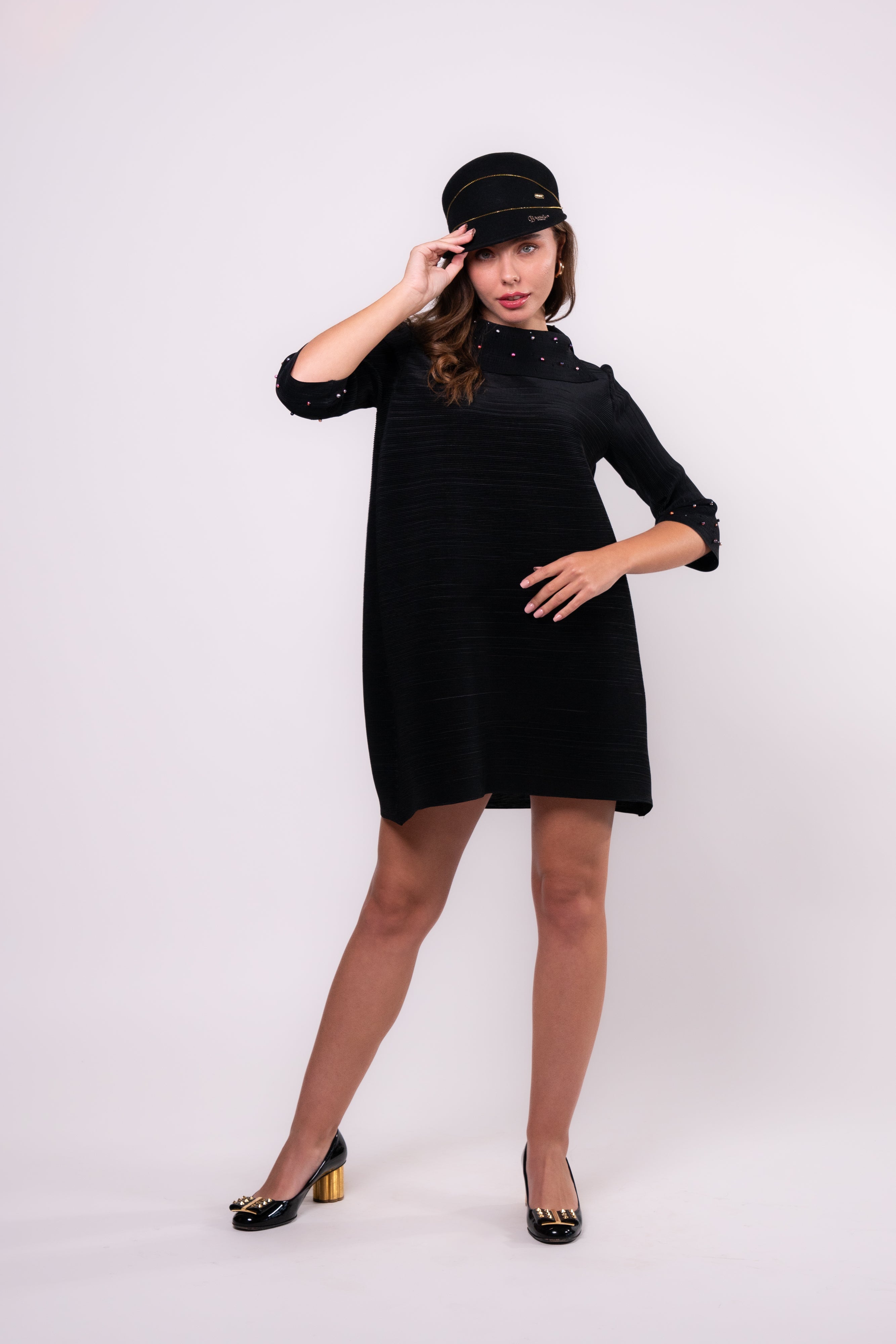 Brangio Italy Vintage Scarlet Grace A-Line Dress -Black