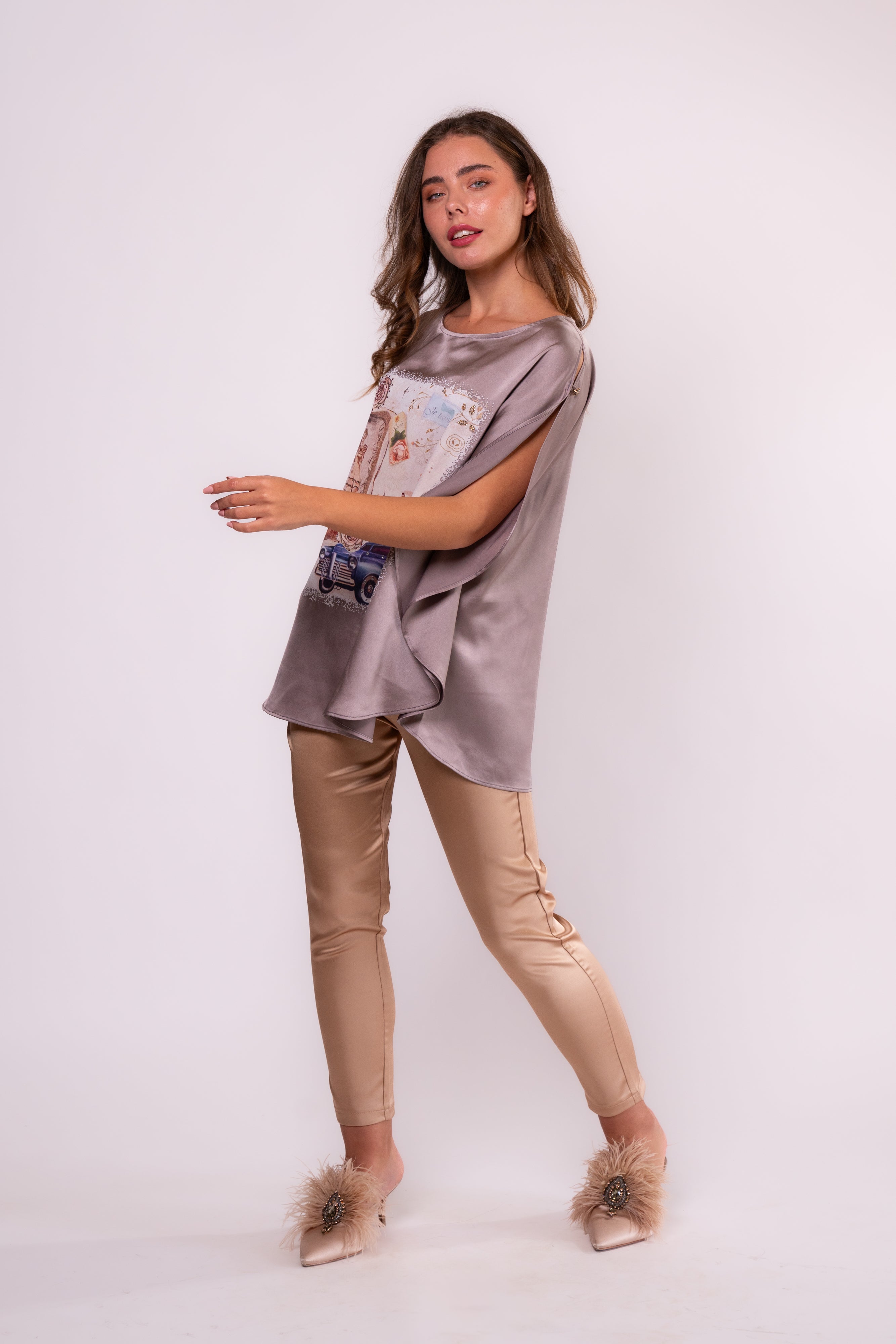 Brangio Vintage Parisian Elegance Top – Pewter