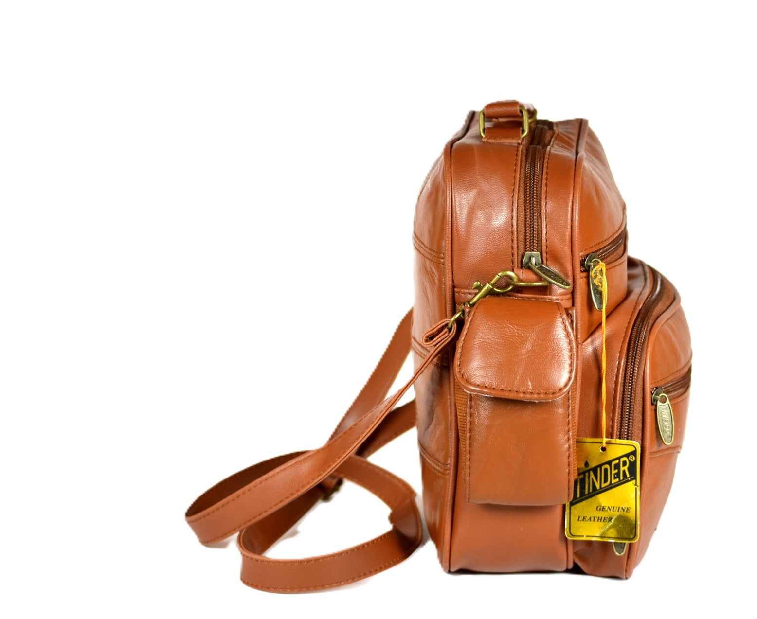 Genuine Leather Brown Crossbody Bag, Multi Pocket Shoulder Purse, Travel Organizer Handbag for Men or Women