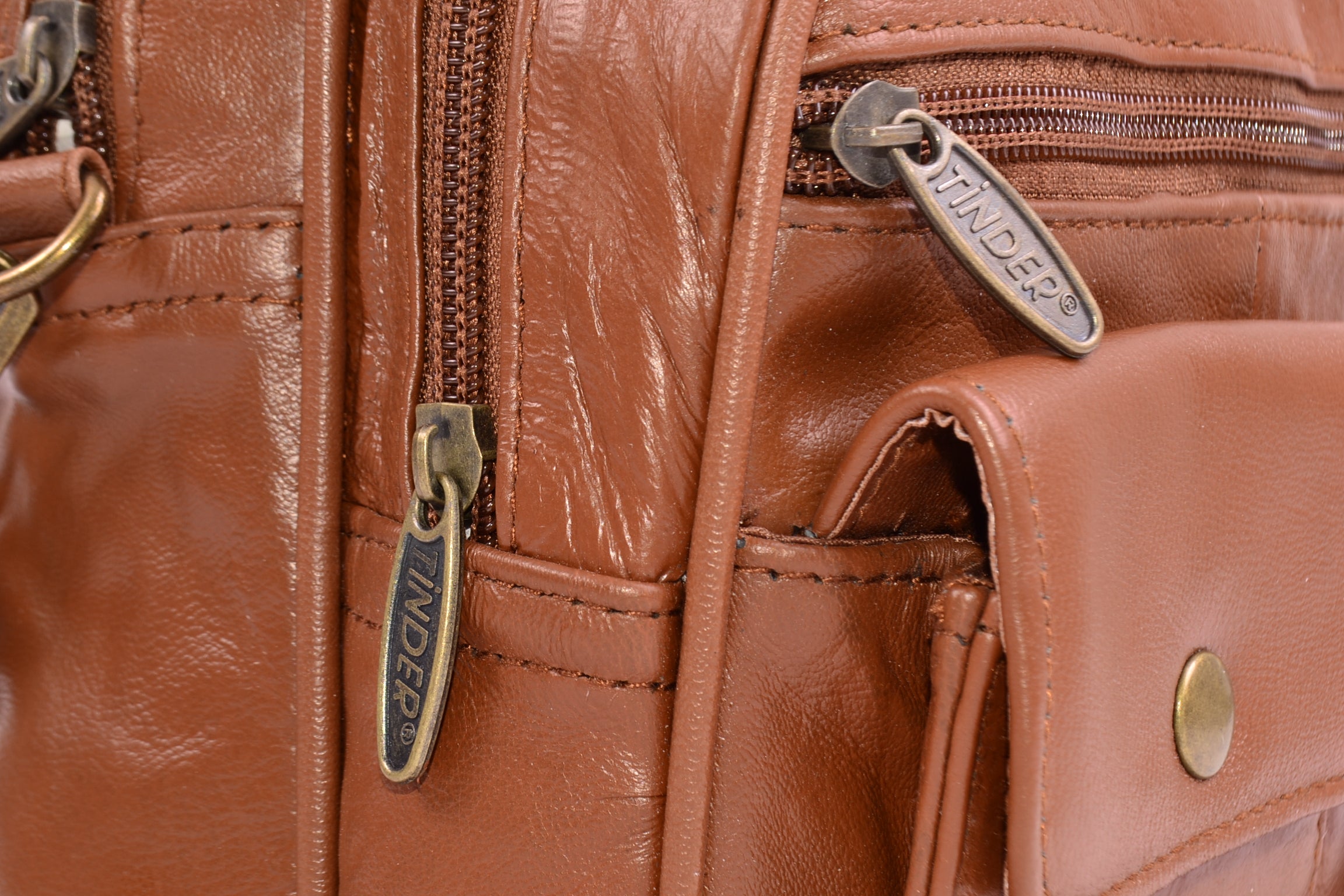 Genuine Leather Brown Organizer Crossbody Bag, Multi Pocket Shoulder Purse, Small Travel Messenger Bag for Men or Women