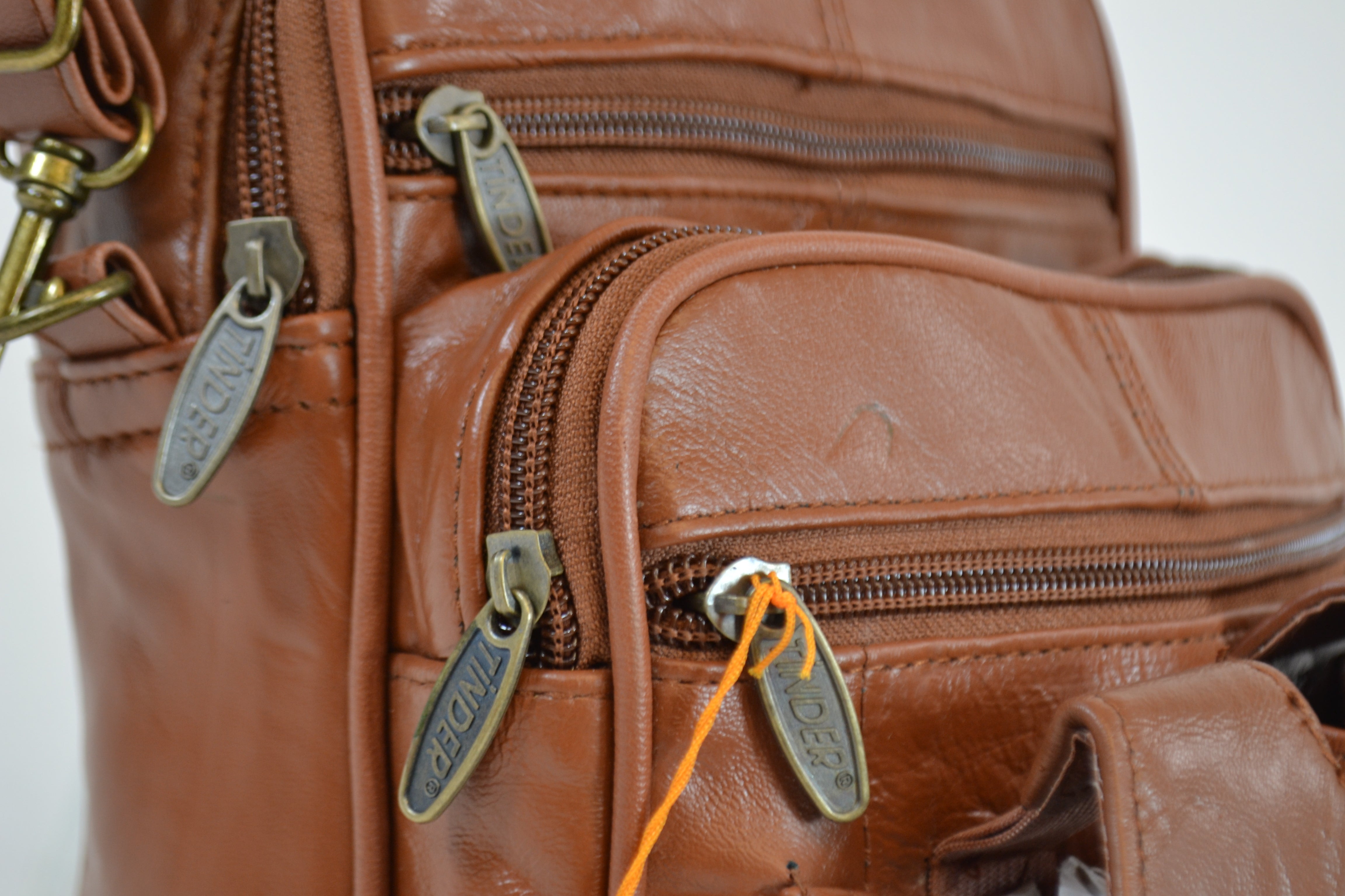Genuine Leather Brown Multi Pocket Crossbody Bag, Travel Organizer Shoulder Purse, Small Messenger Bag for Men or Women
