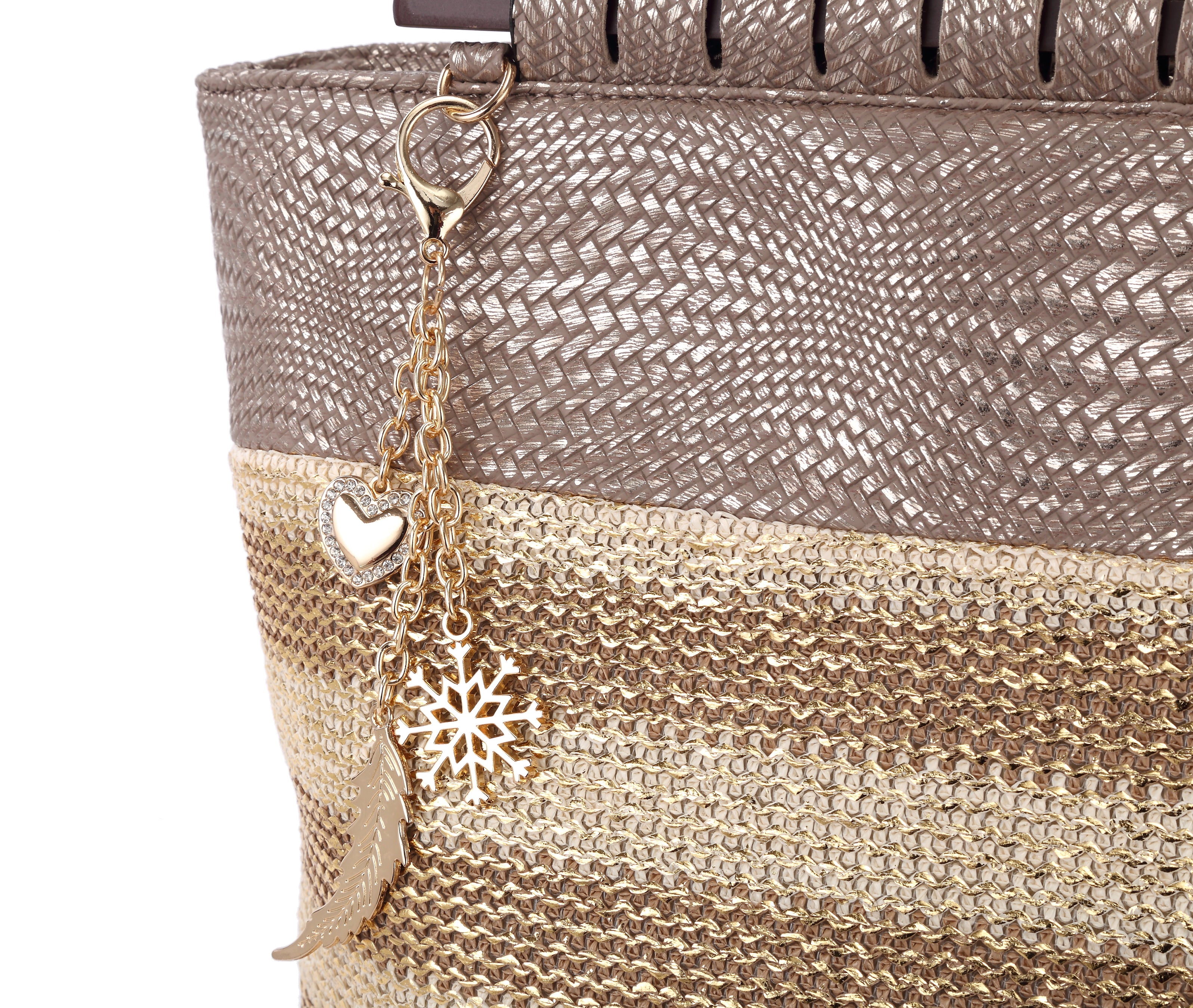 Originally Designed Handmade Woven Straw Tote Bag, Black Gold Top Handle Beach Purse, Summer Shoulder Handbag for Women