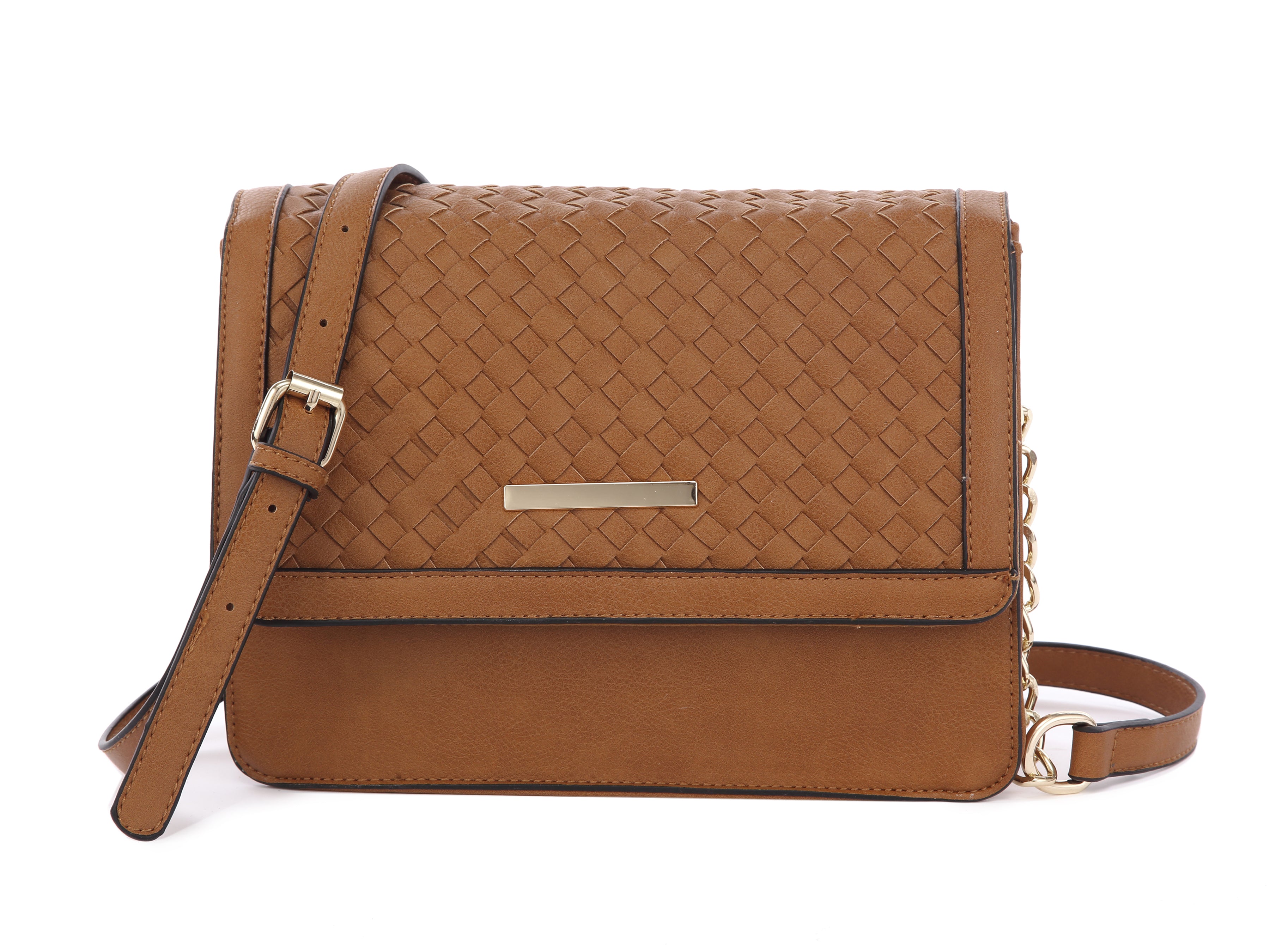 Originally Designed Handmade Woven Crossbody Bag, Vegan Leather Shoulder Purse, Brown Flap Handbag for Women