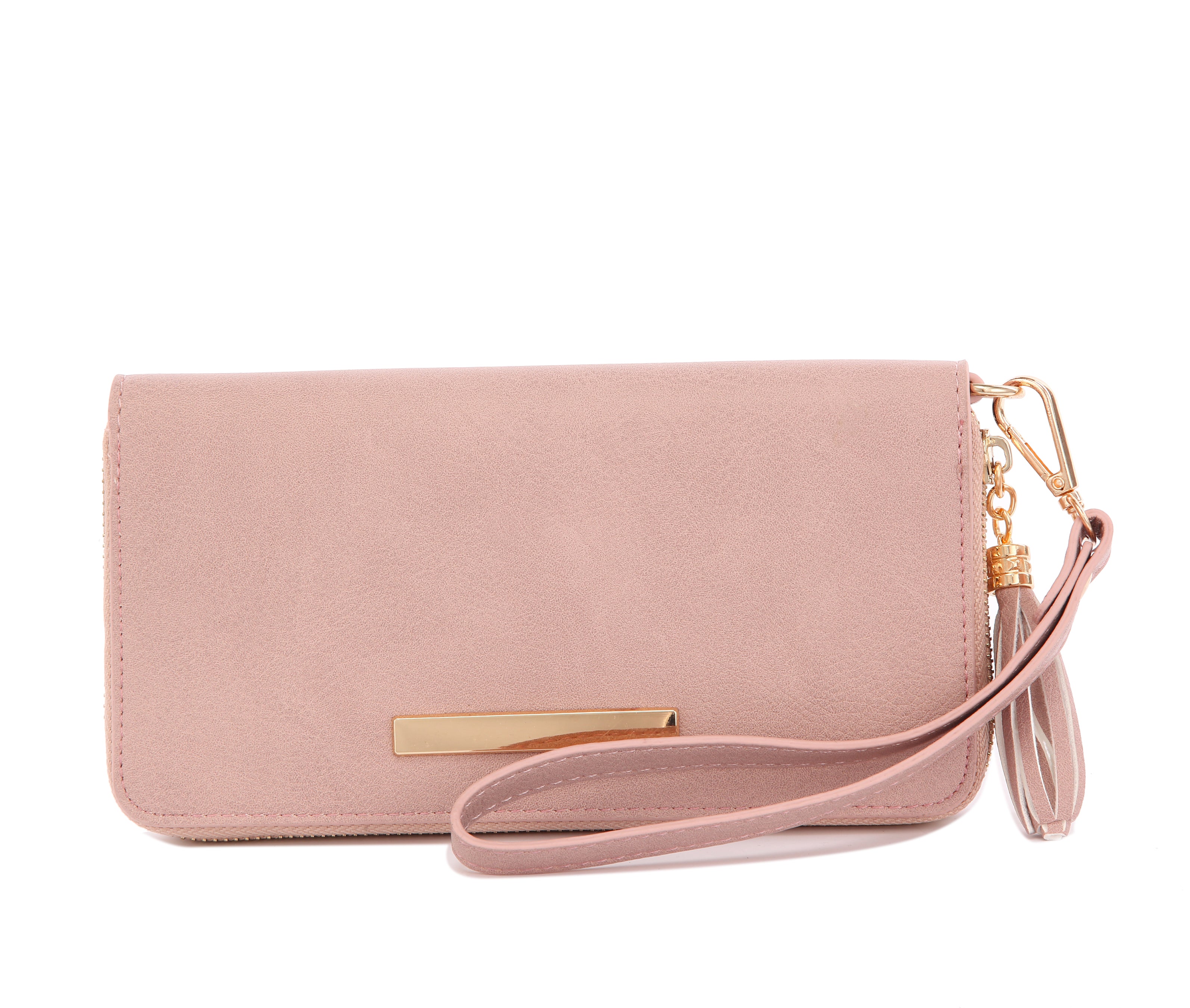 Originally Designed Handmade Wristlet Wallet, Red Vegan Leather Clutch Wallet, Tassel Zip Around Wallet for Women