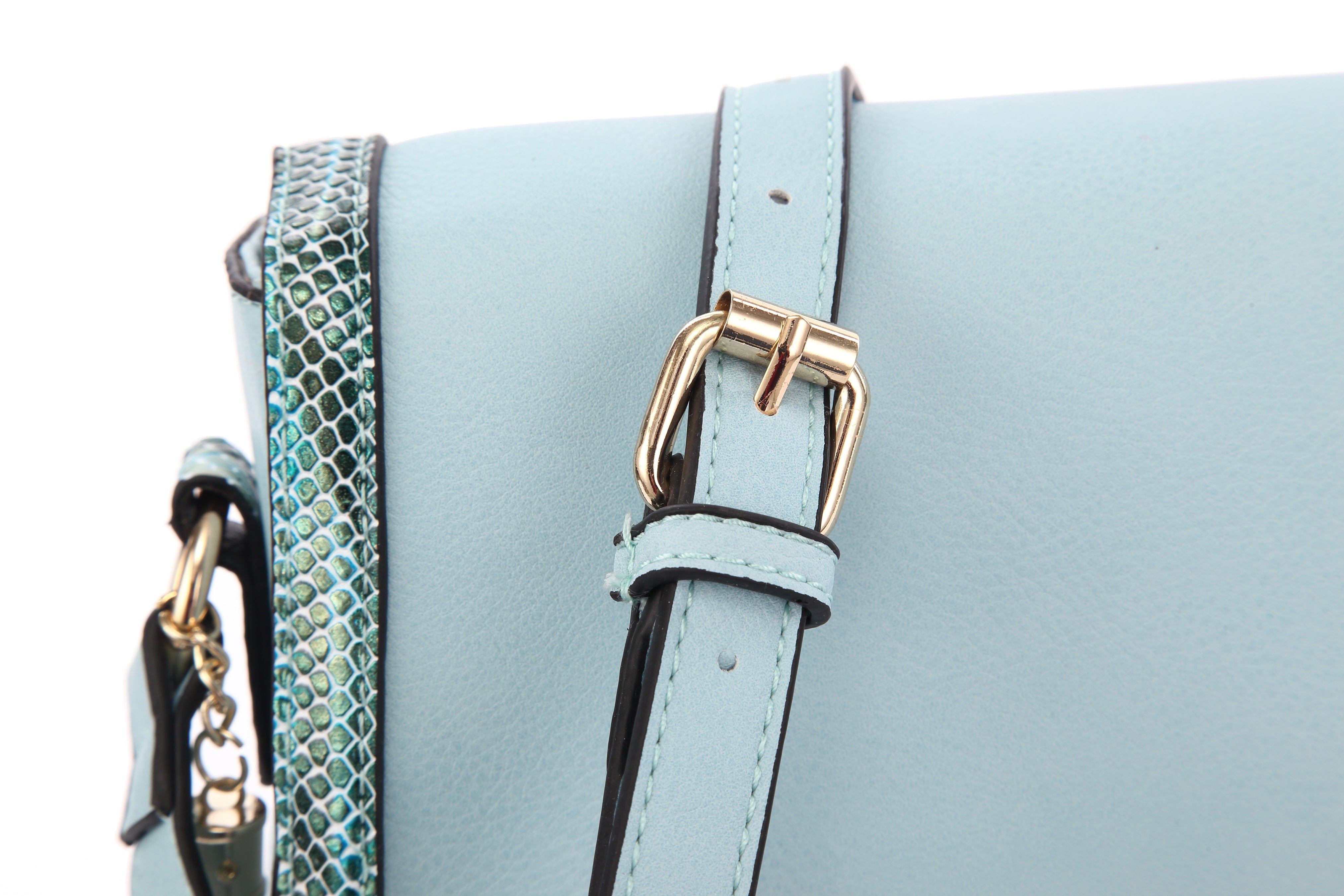 Originally Designed Handmade Crossbody Bag, Light Blue Vegan Leather Shoulder Purse, Tassel Flap Handbag for Women