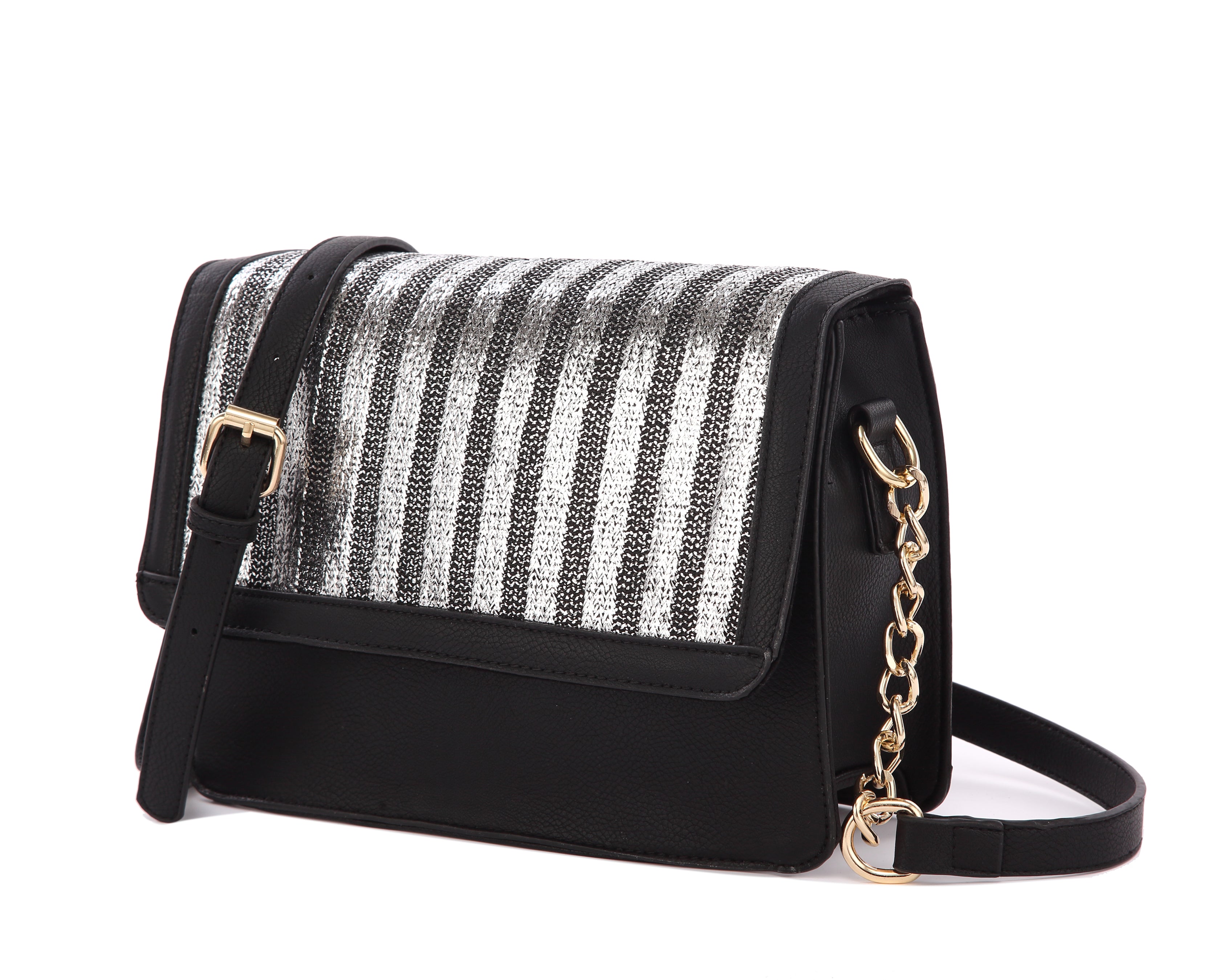 Originally Designed Handmade Striped Crossbody Bag, Black Vegan Leather Shoulder Purse, Woven Flap Handbag for Women  Etsy Description: