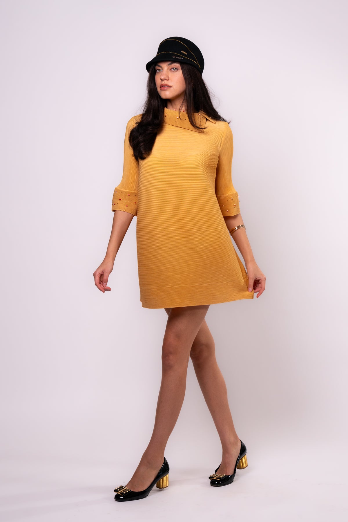 Brangio Italy Vintage Scarlet Grace A-Line Dress-Yellow