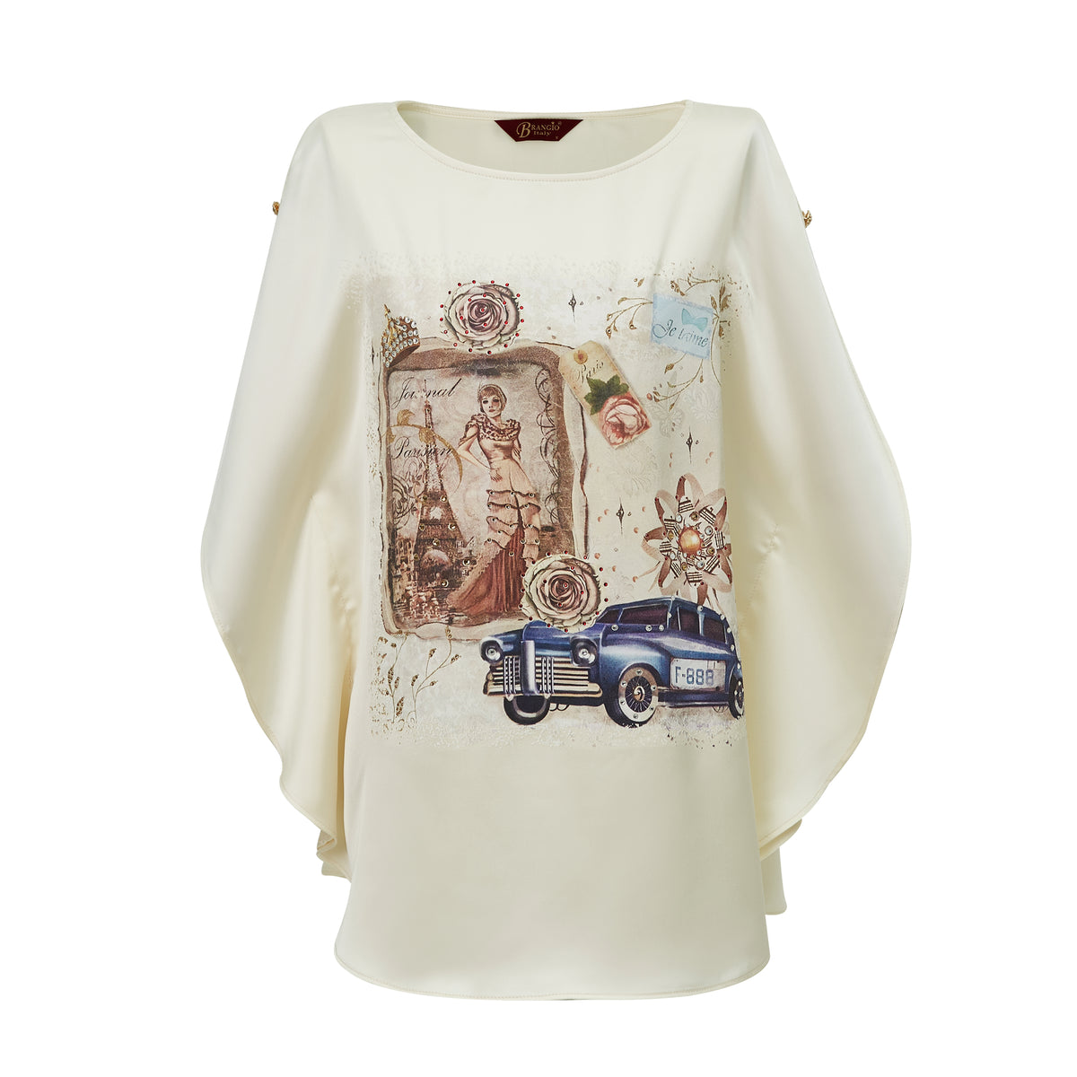 Brangio Vintage Parisian Elegance Top– Glamorous – Sky Blue