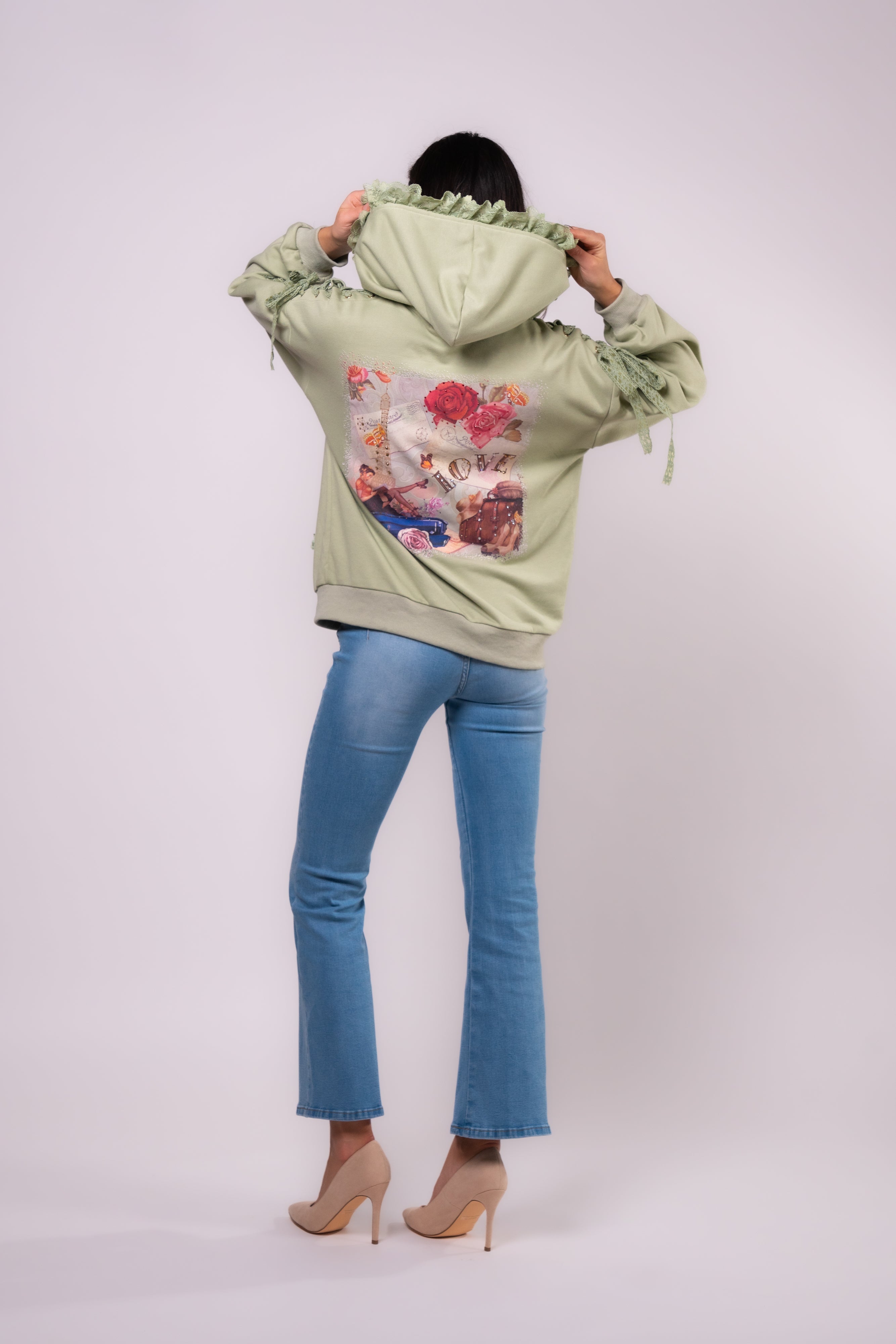 Brangio Italy Elegant Lace Hoodie