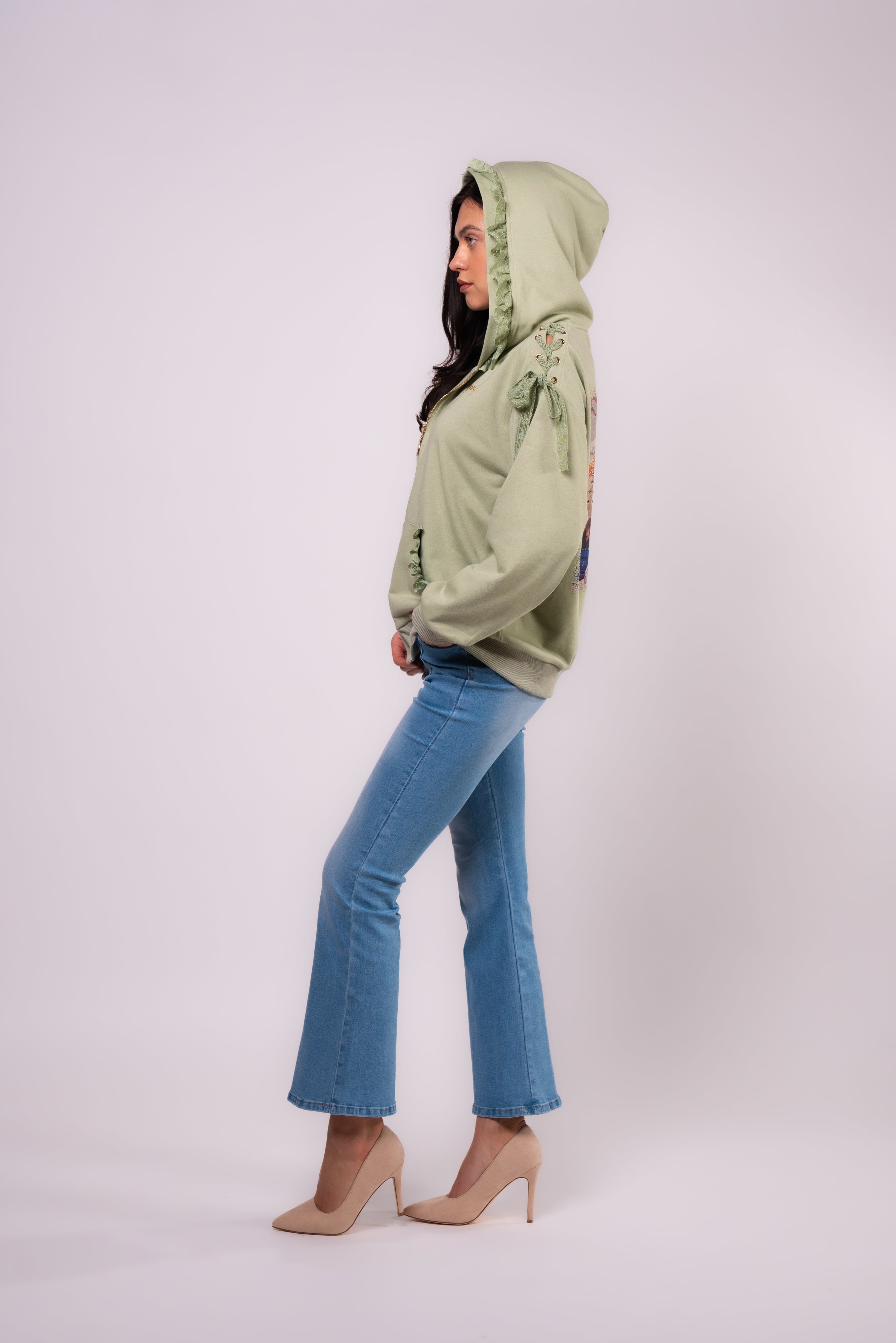 Brangio Italy Elegant Lace Hoodie