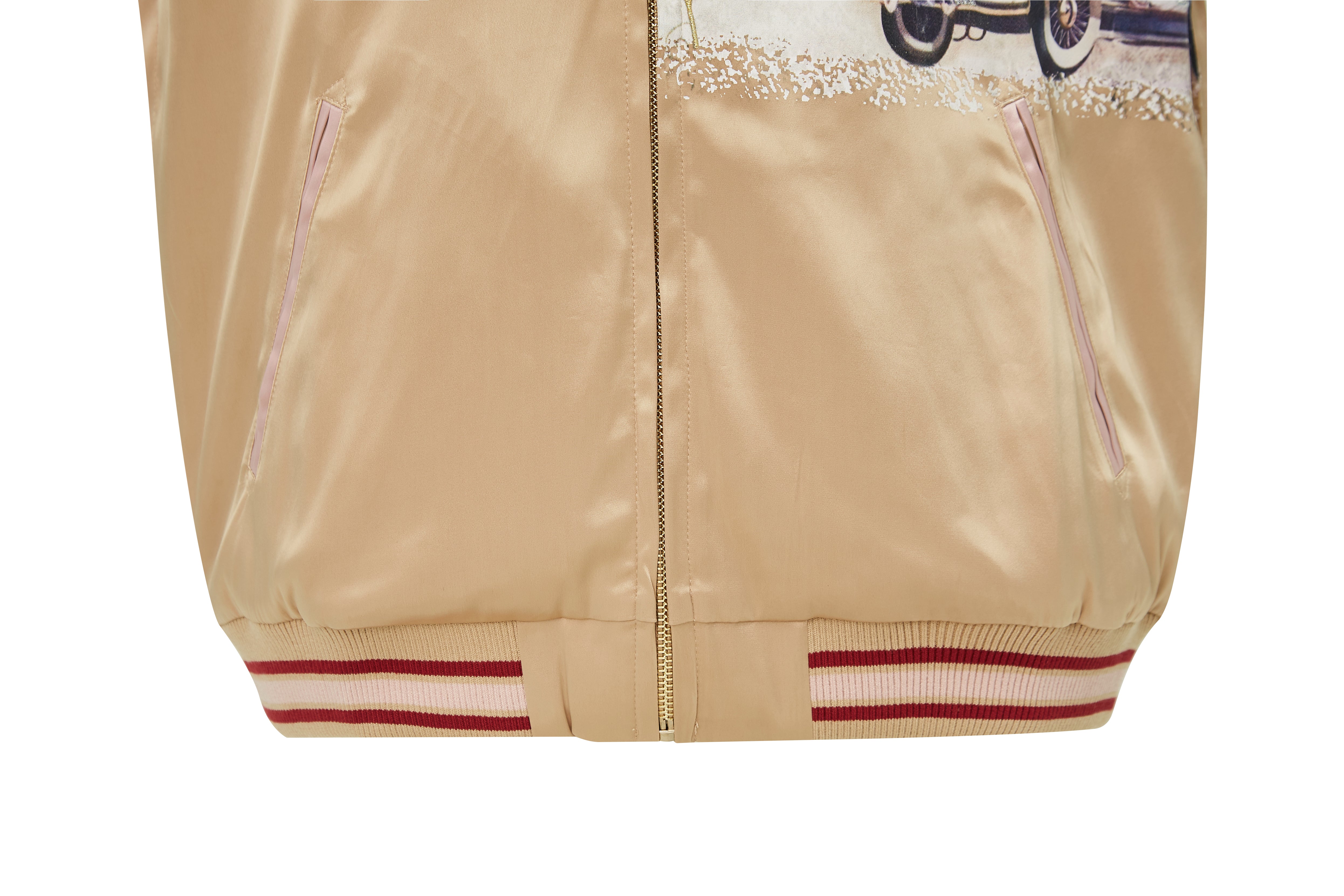 Brangio Italy Vintage Bomber Jacket with Floral Embroidery - Pink