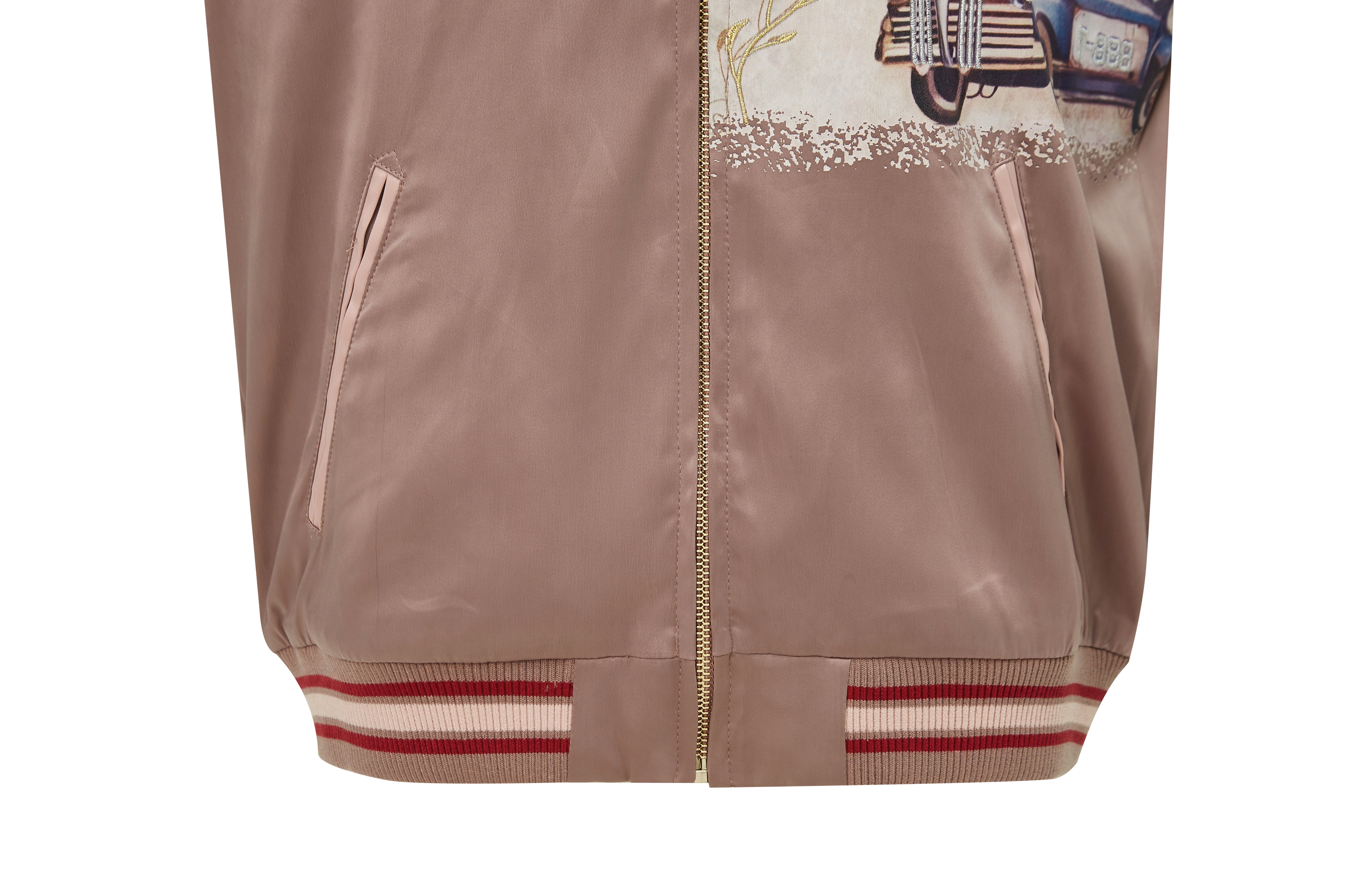 Brangio Italy Vintage Bomber Jacket with Floral Embroidery - Pewter
